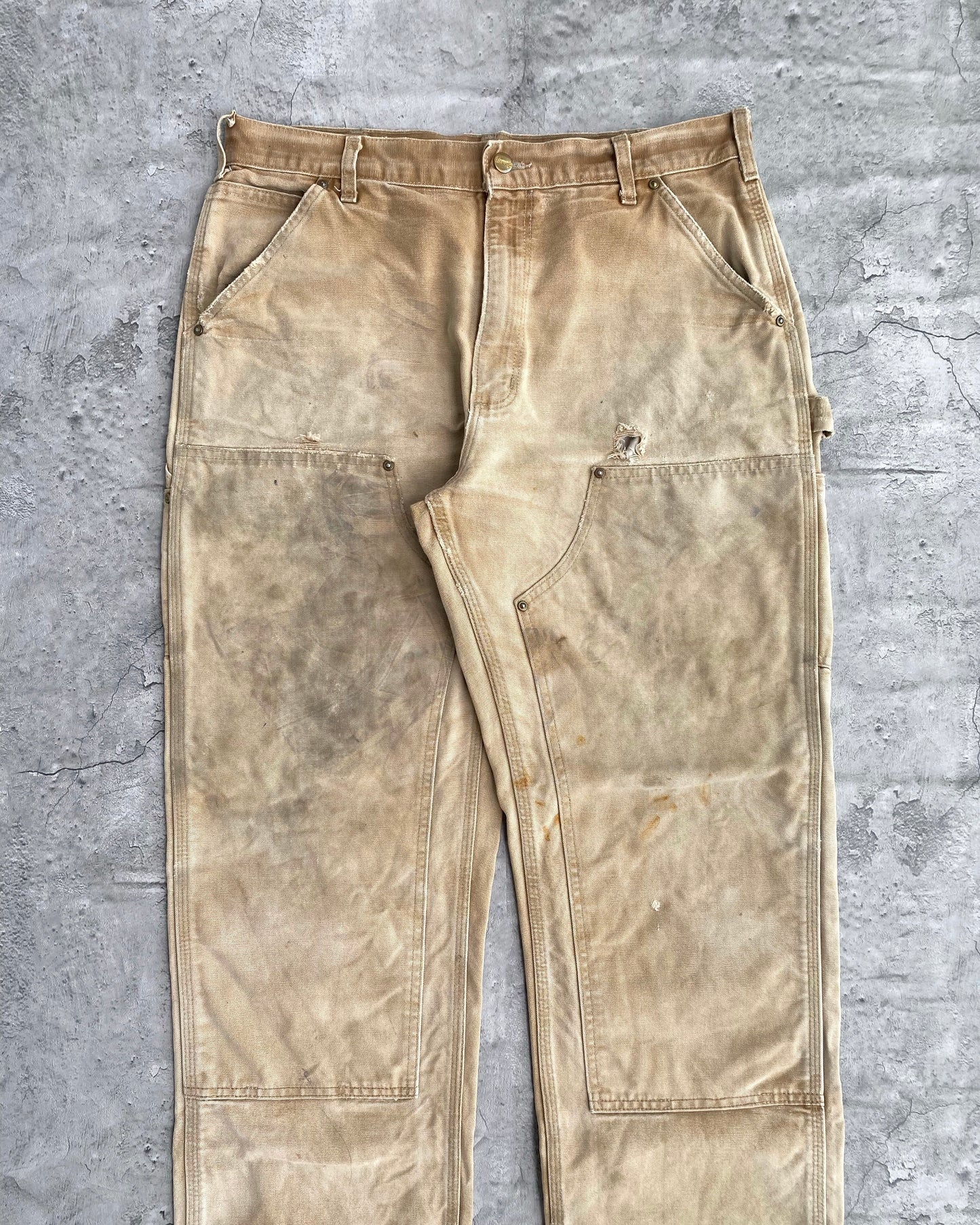 1990S SUN FADED BROWN CARHARTT DOUBLE KNEE PANTS (34X32)