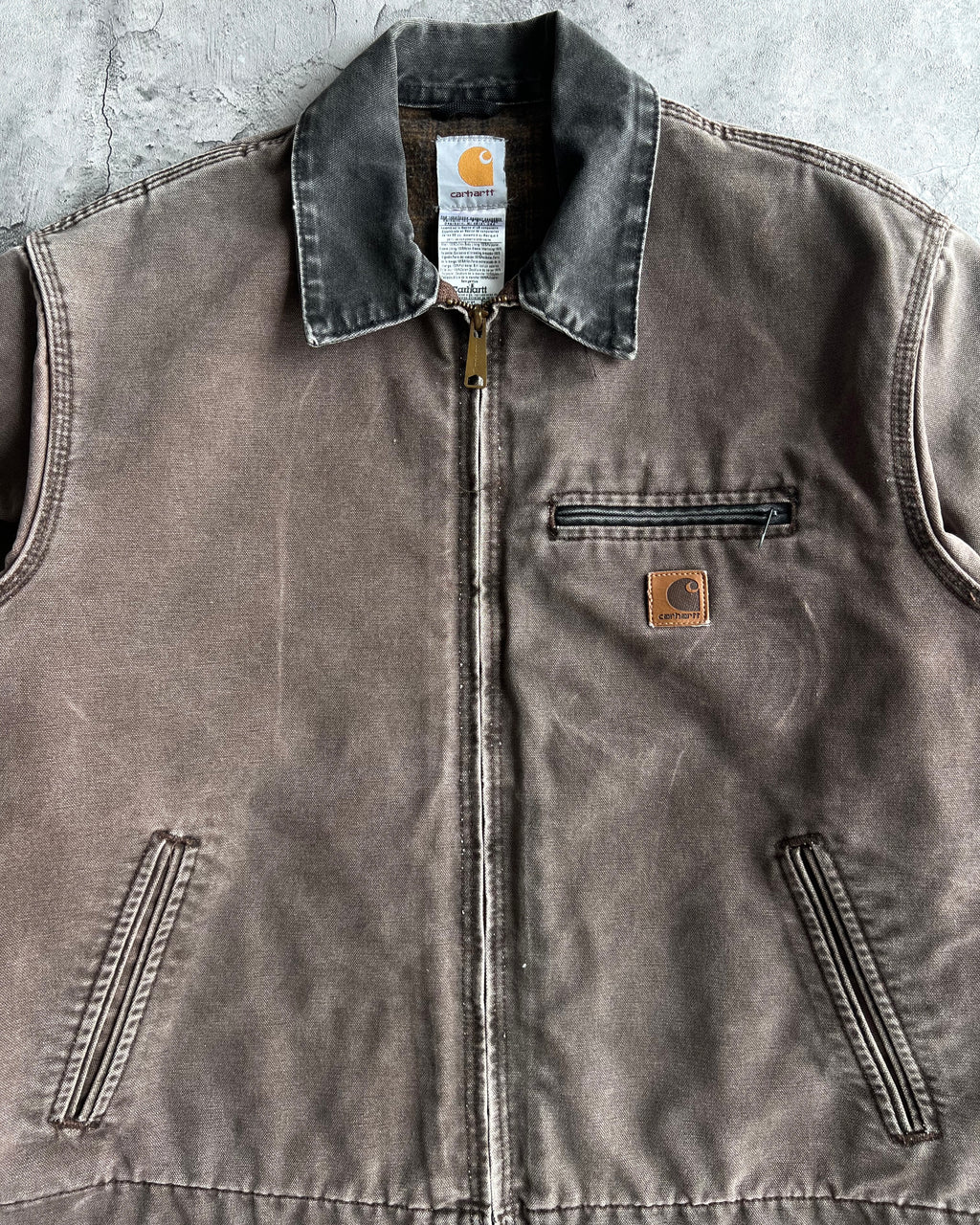 1990S FADED CHOCOLATE CARHARTT DETROIT WORK JACKET (L)