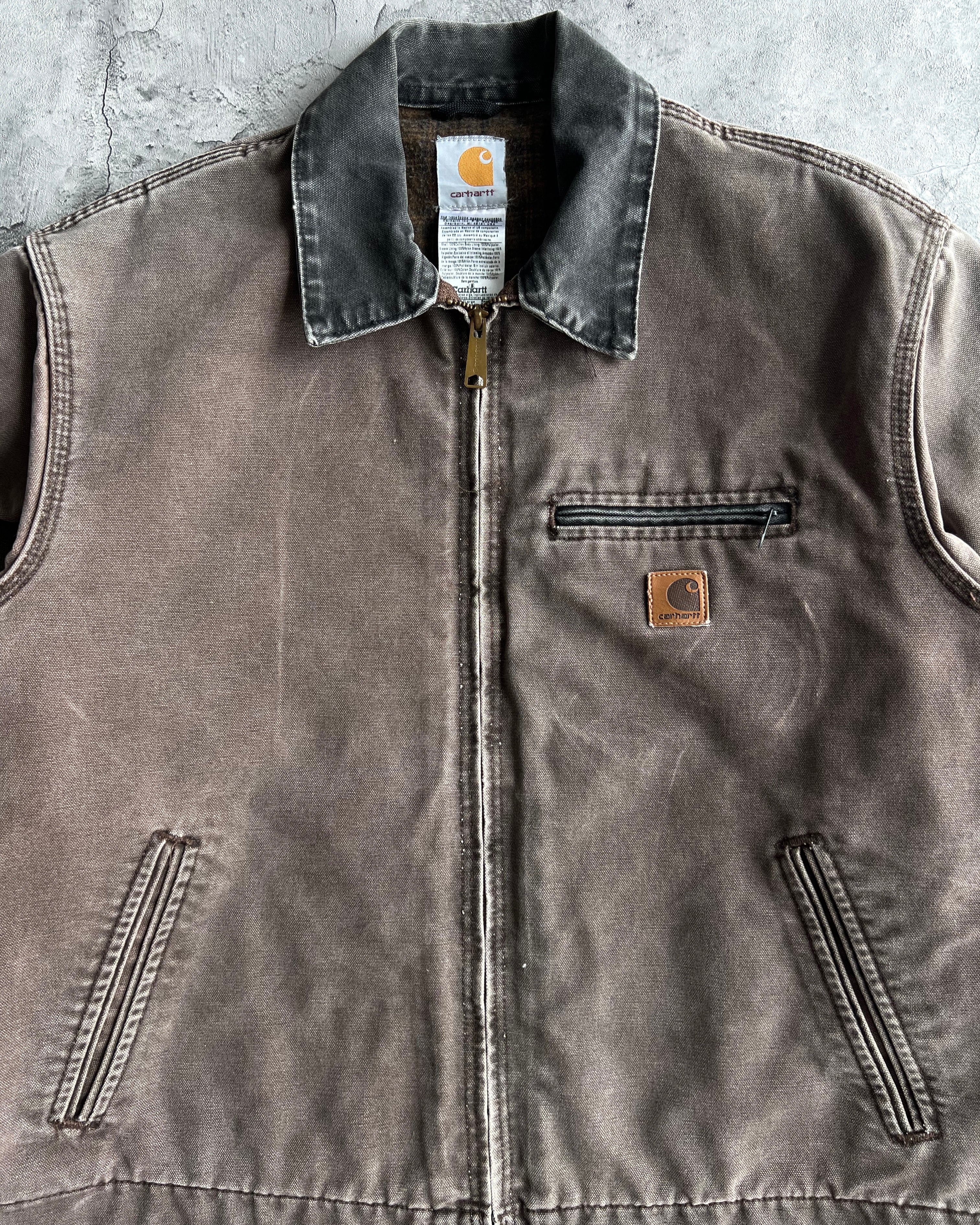1990S FADED CHOCOLATE CARHARTT DETROIT WORK JACKET (L)