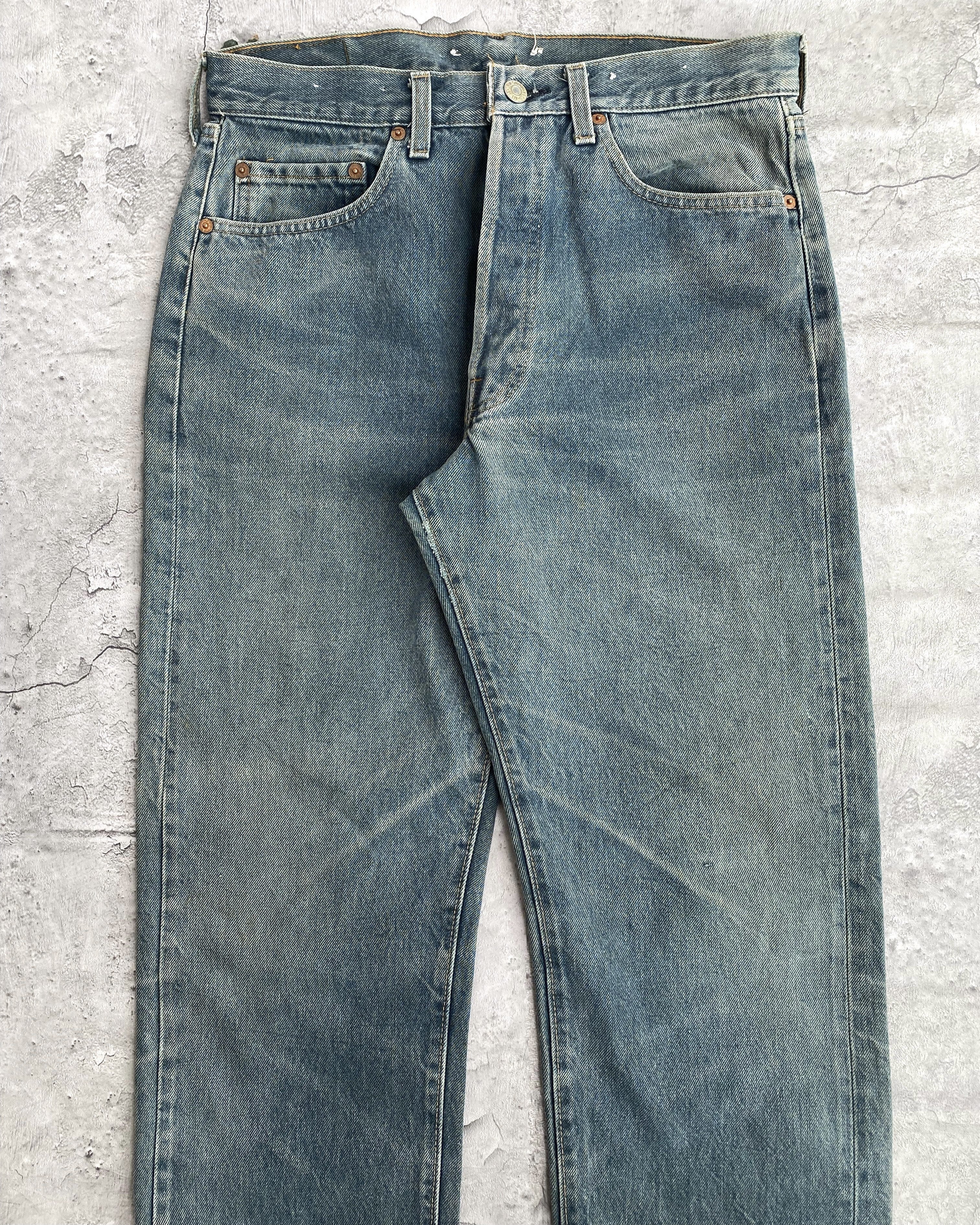 1980S BLUE/GREY DYED LEVI'S 501 SELVEDGE JEANS (33X30)