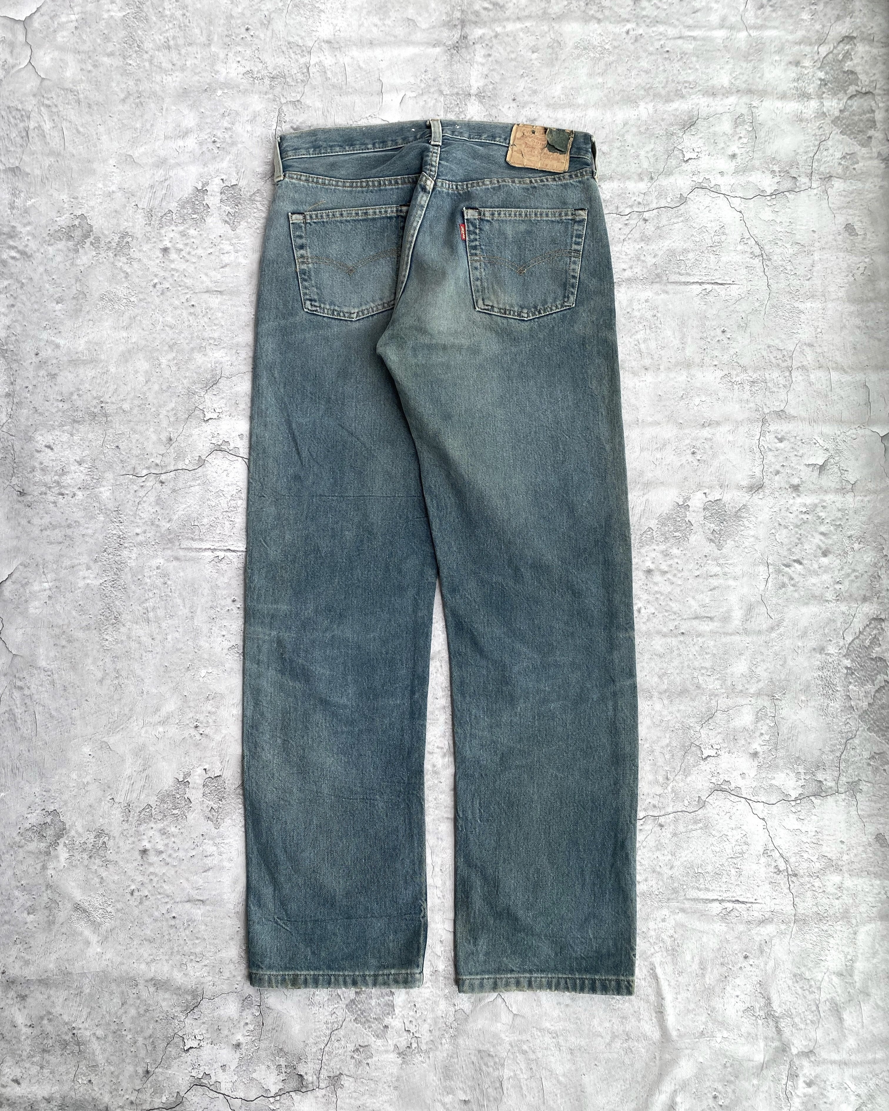 1980S BLUE/GREY DYED LEVI'S 501 SELVEDGE JEANS (33X30)