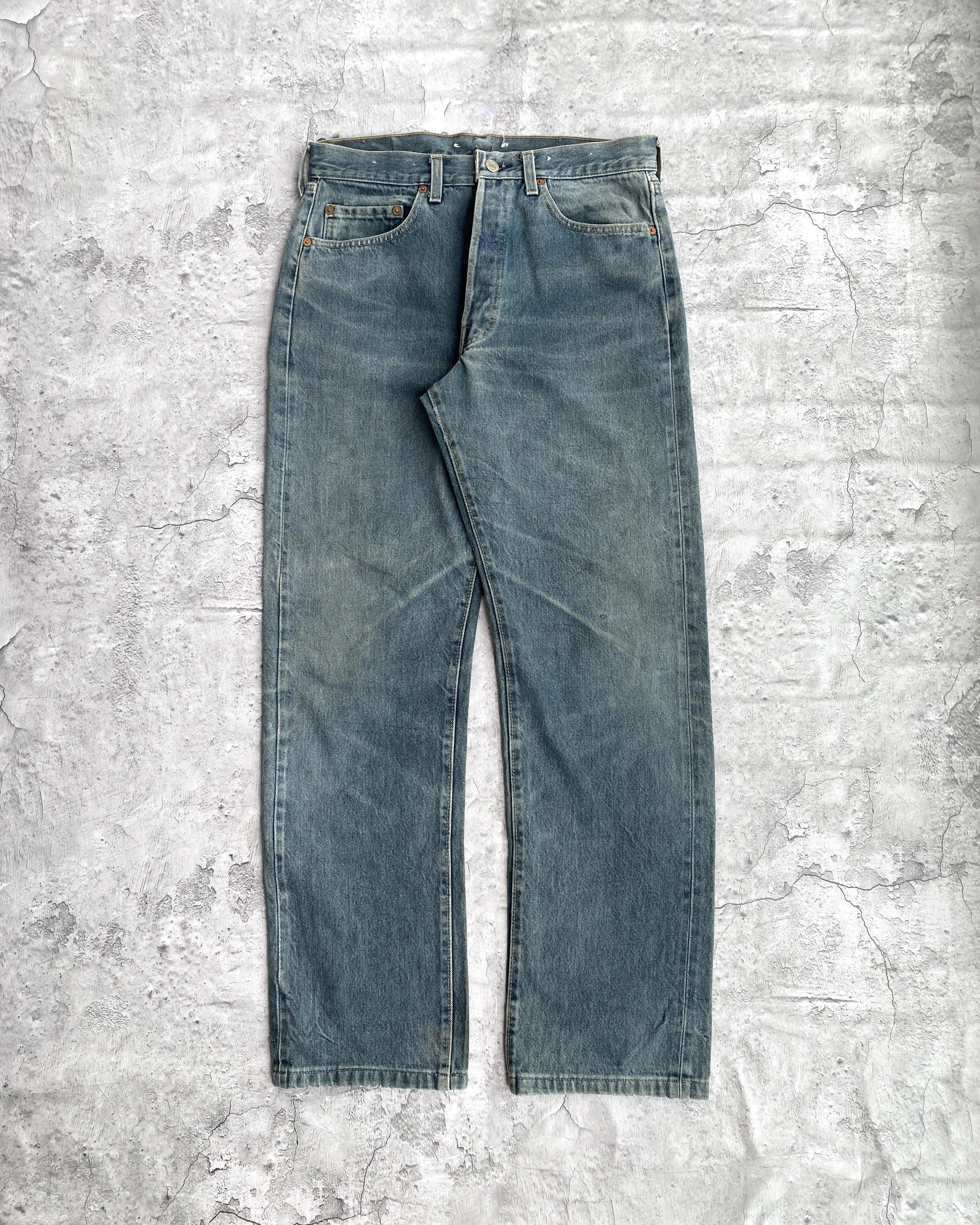 1980S BLUE/GREY DYED LEVI'S 501 SELVEDGE JEANS (33X30)