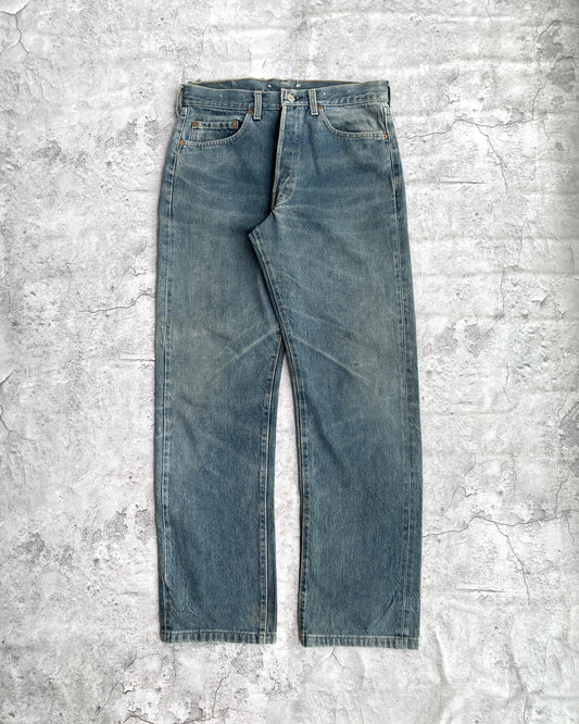 1980S BLUE/GREY DYED LEVI'S 501 SELVEDGE JEANS (33X30)