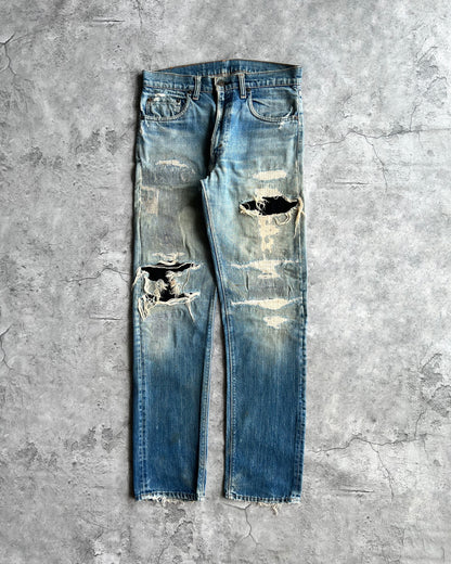 1970S FADED WASHED LEVI'S 505 REPAIRED JEANS (31X31)