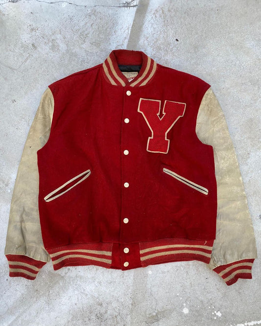 1950s ‘Y’ Letterman Leather Sleeves Varsity Jacket