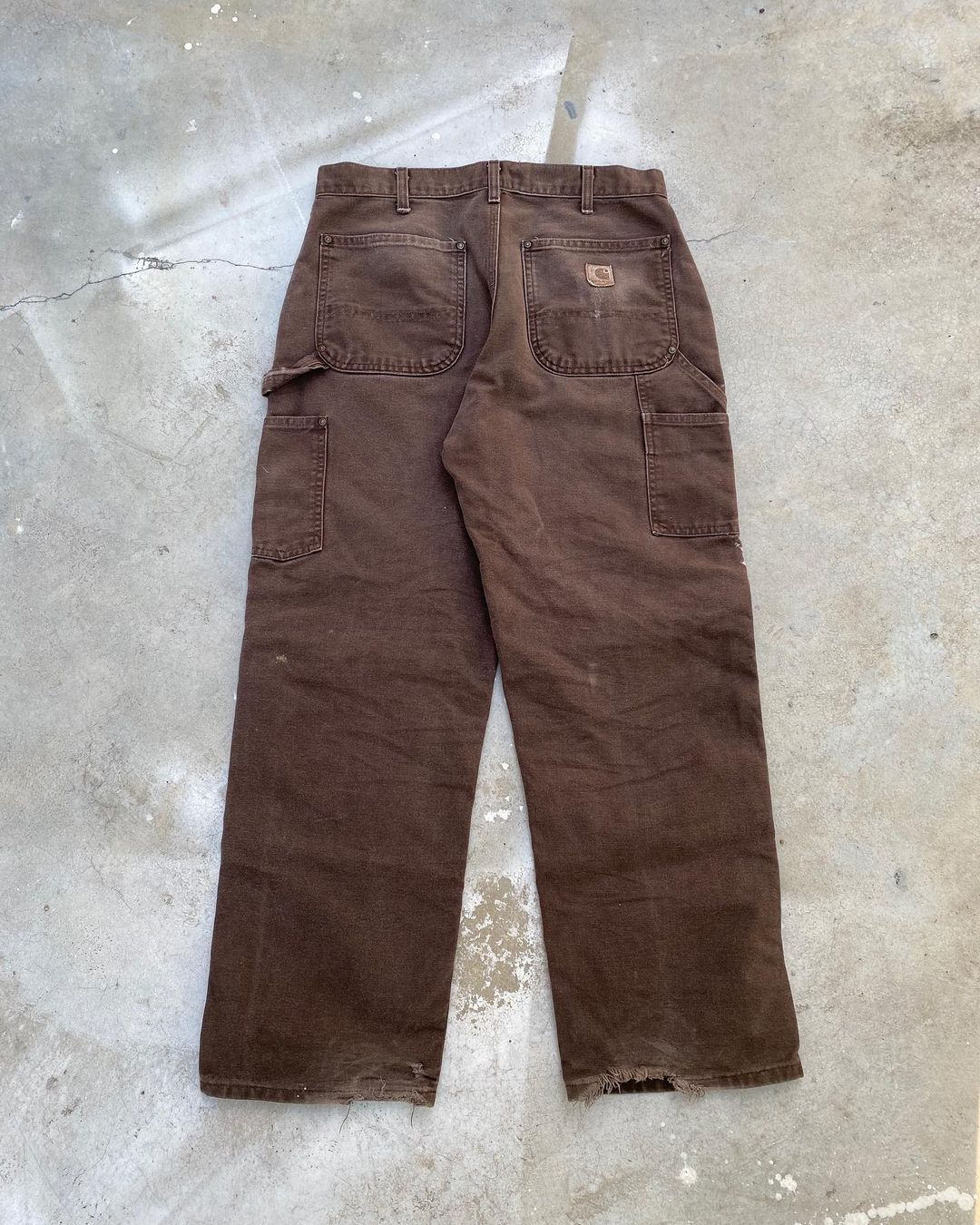 1990s Painted Carhartt Brown Double Knee Pants