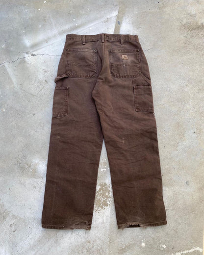 1990s Painted Carhartt Brown Double Knee Pants