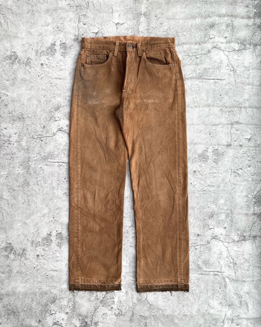 1980S FADED BROWN LEVI'S 501 RELEASED HEM JEANS (29X29)