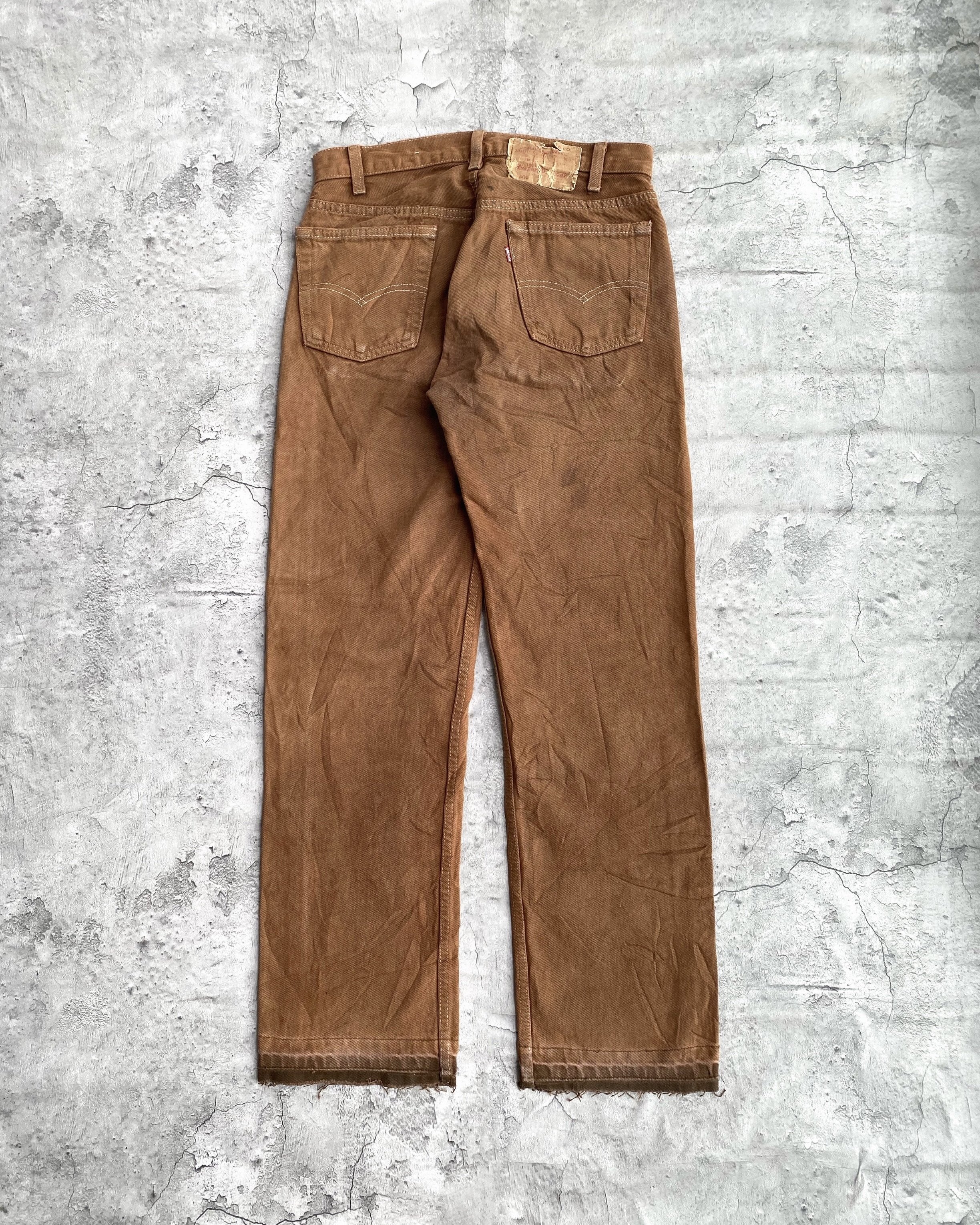 1980S FADED BROWN LEVI'S 501 RELEASED HEM JEANS (29X29)
