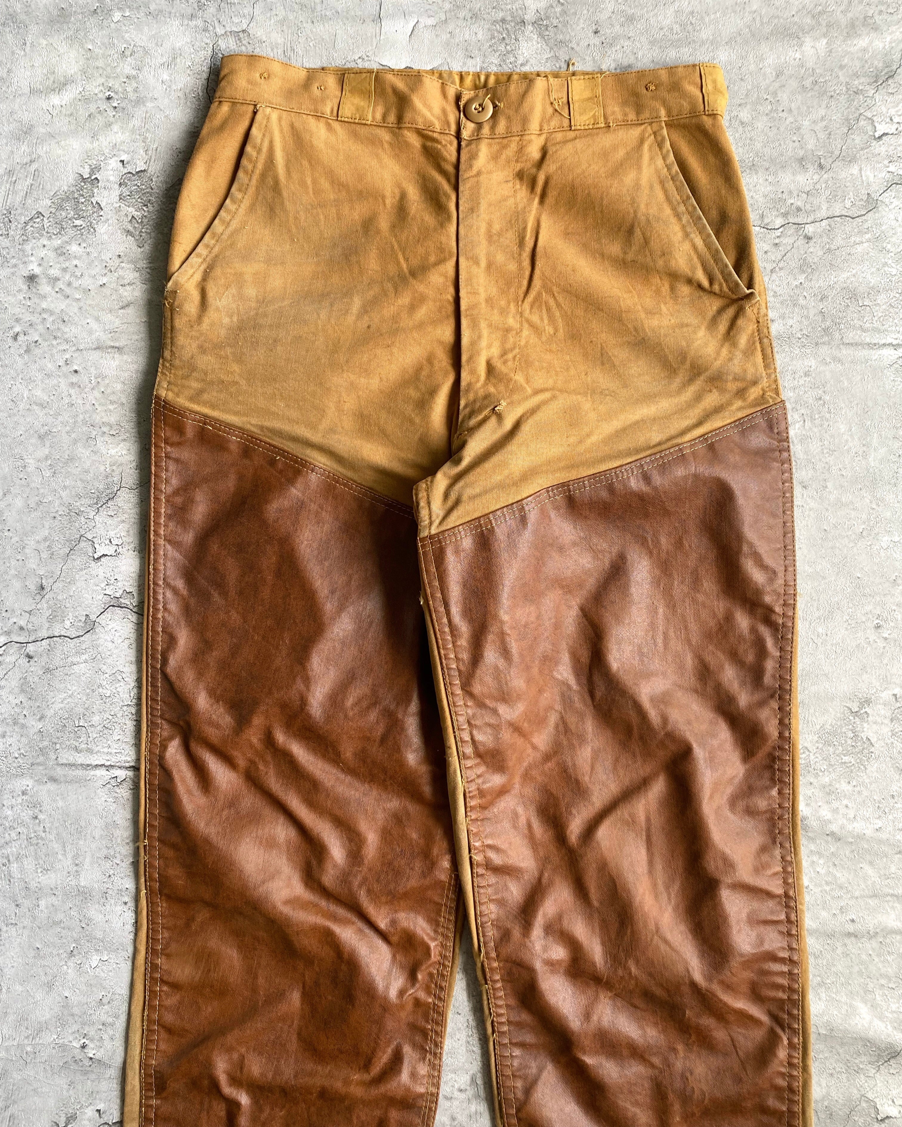 1970S LEATHER DOUBLE KNEE HUNTING TROUSERS (30-32)