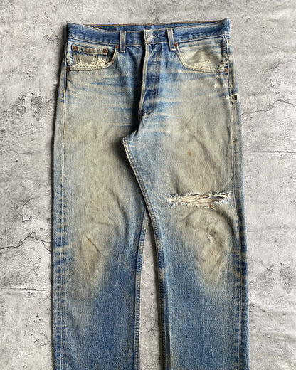 1990S MUD WASHED LEVI'S 501 DISTRESSED JEANS (32X30)