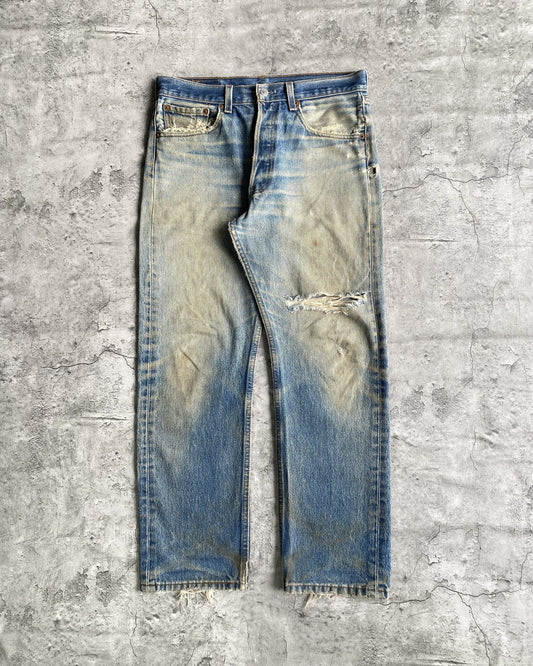 1990S MUD WASHED LEVI'S 501 DISTRESSED JEANS (32X30)