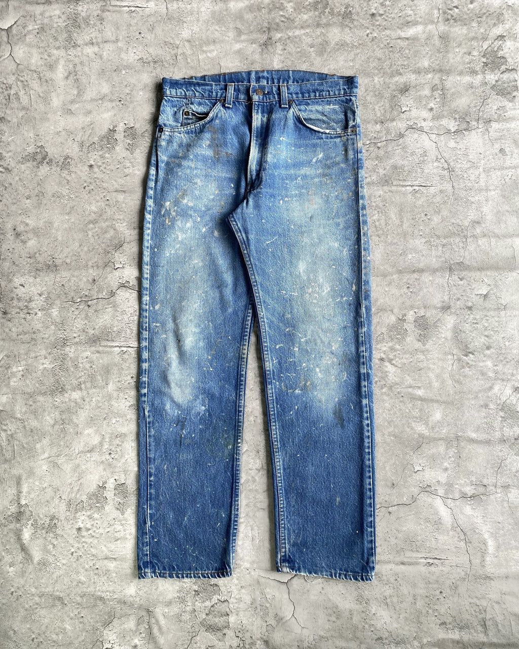 1980S FADED BLUE LEVI'S 505 PAINTED JEANS (33X30)