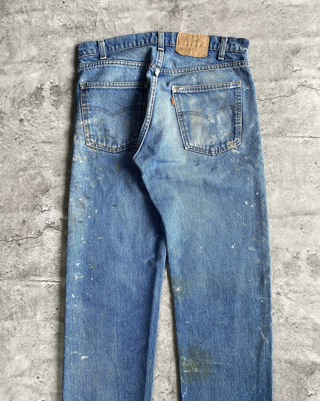 1980S FADED BLUE LEVI'S 505 PAINTED JEANS (33X30)