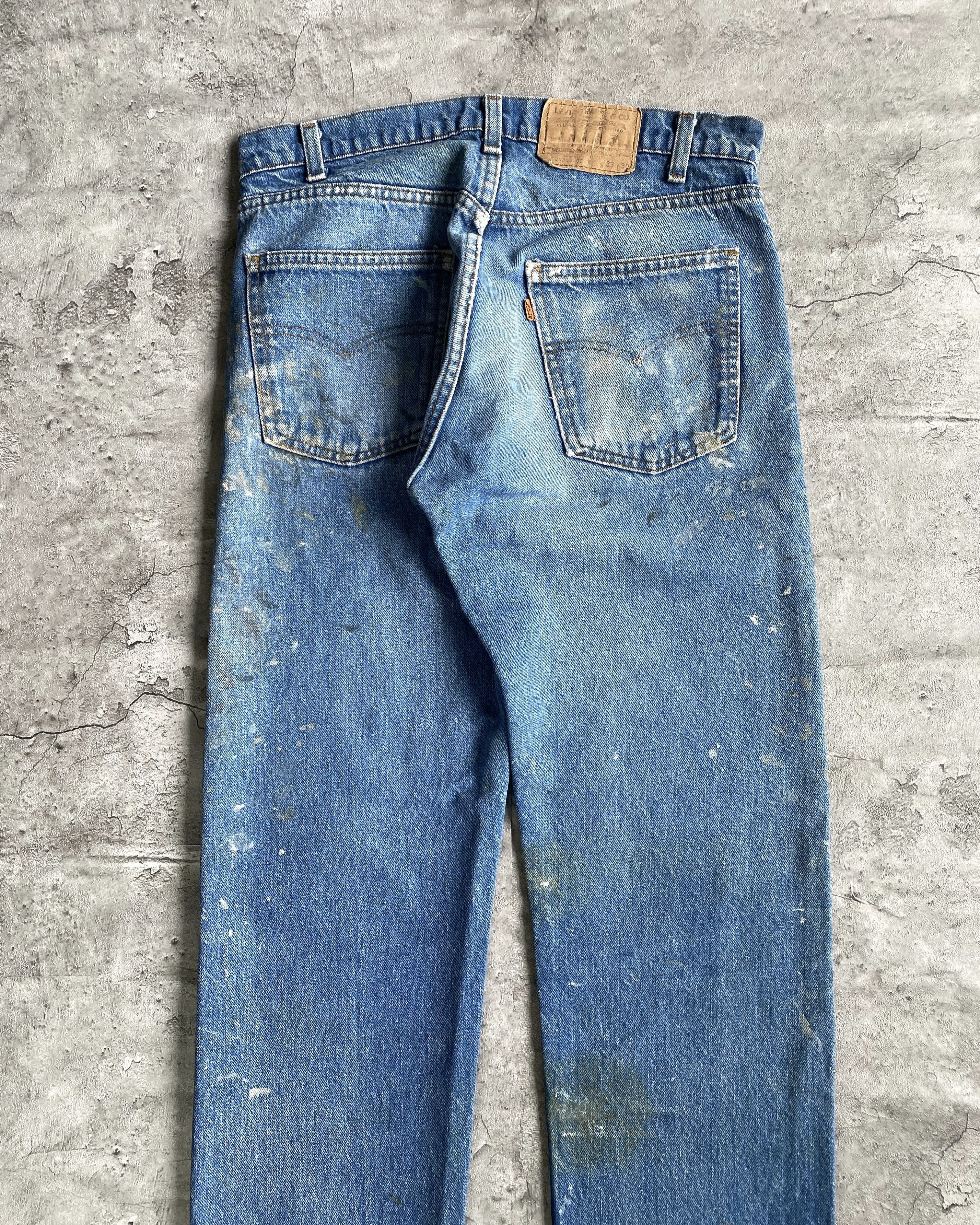 1980S FADED BLUE LEVI'S 505 PAINTED JEANS (33X30)