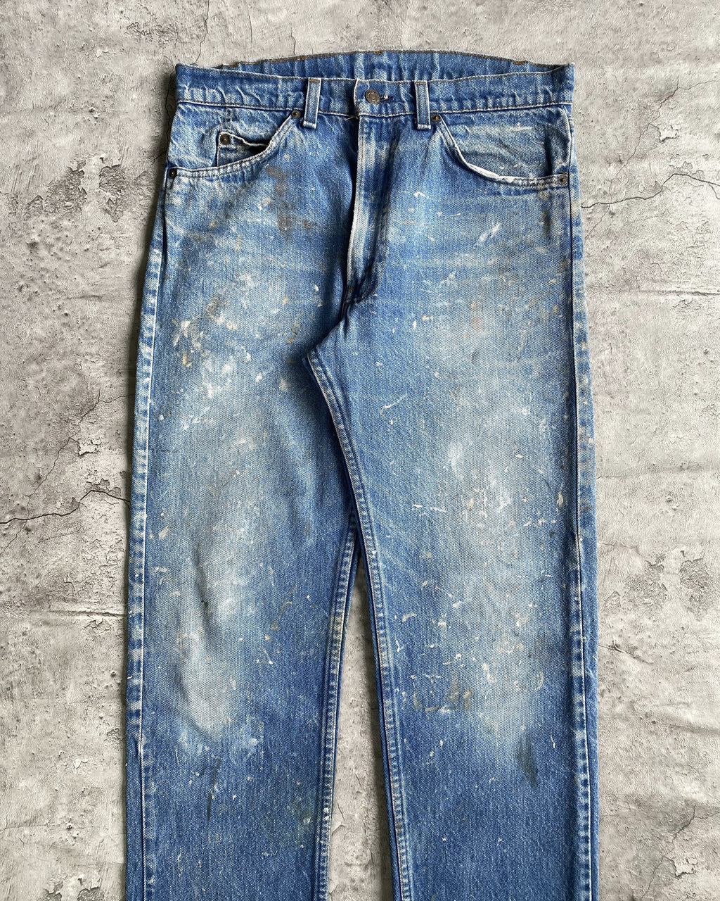 1980S FADED BLUE LEVI'S 505 PAINTED JEANS (33X30)