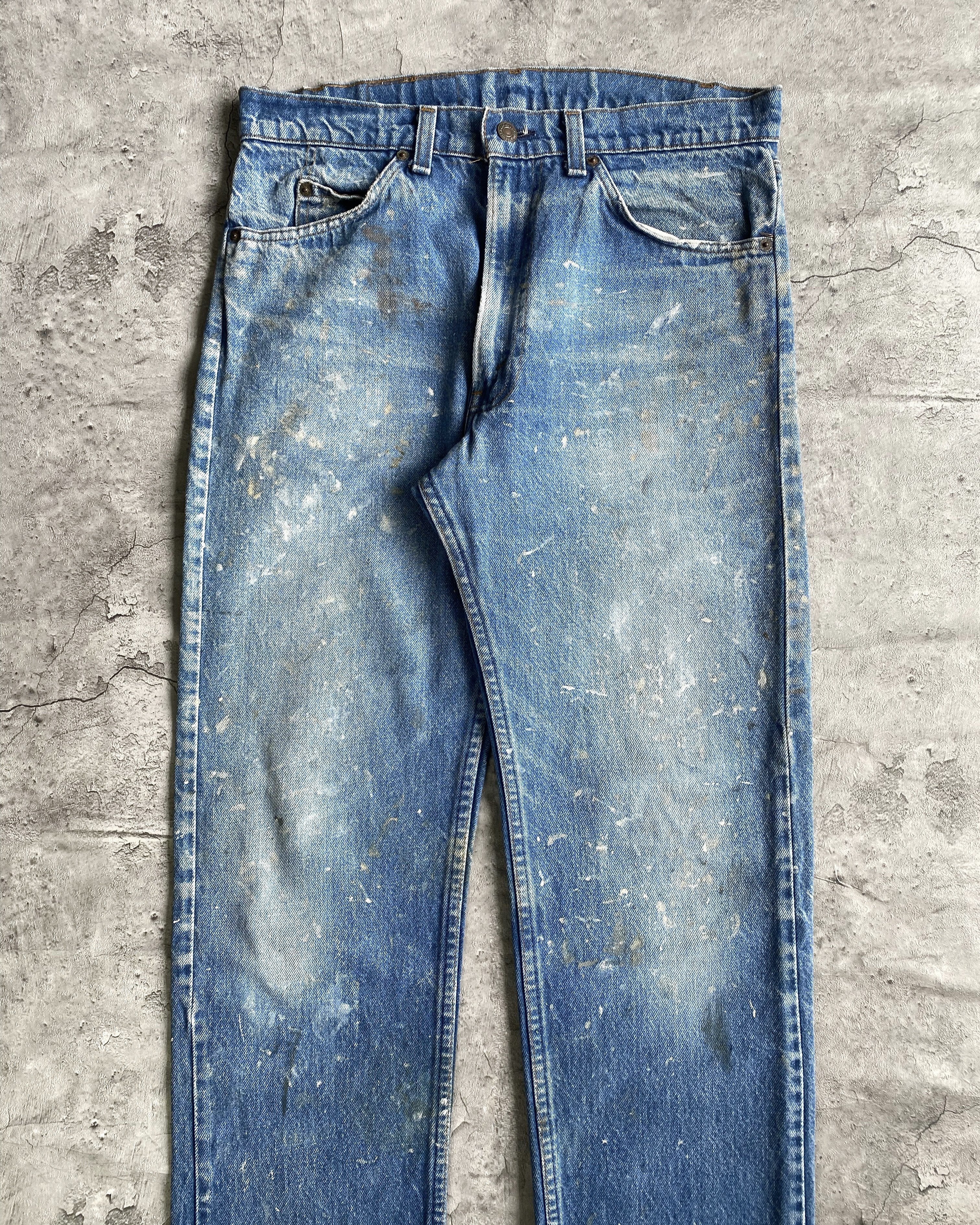 1980S FADED BLUE LEVI'S 505 PAINTED JEANS (33X30)