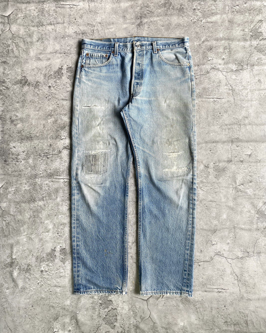 1990S FADED WASH LEVI'S 501 REPAIRED JEANS (36X32)