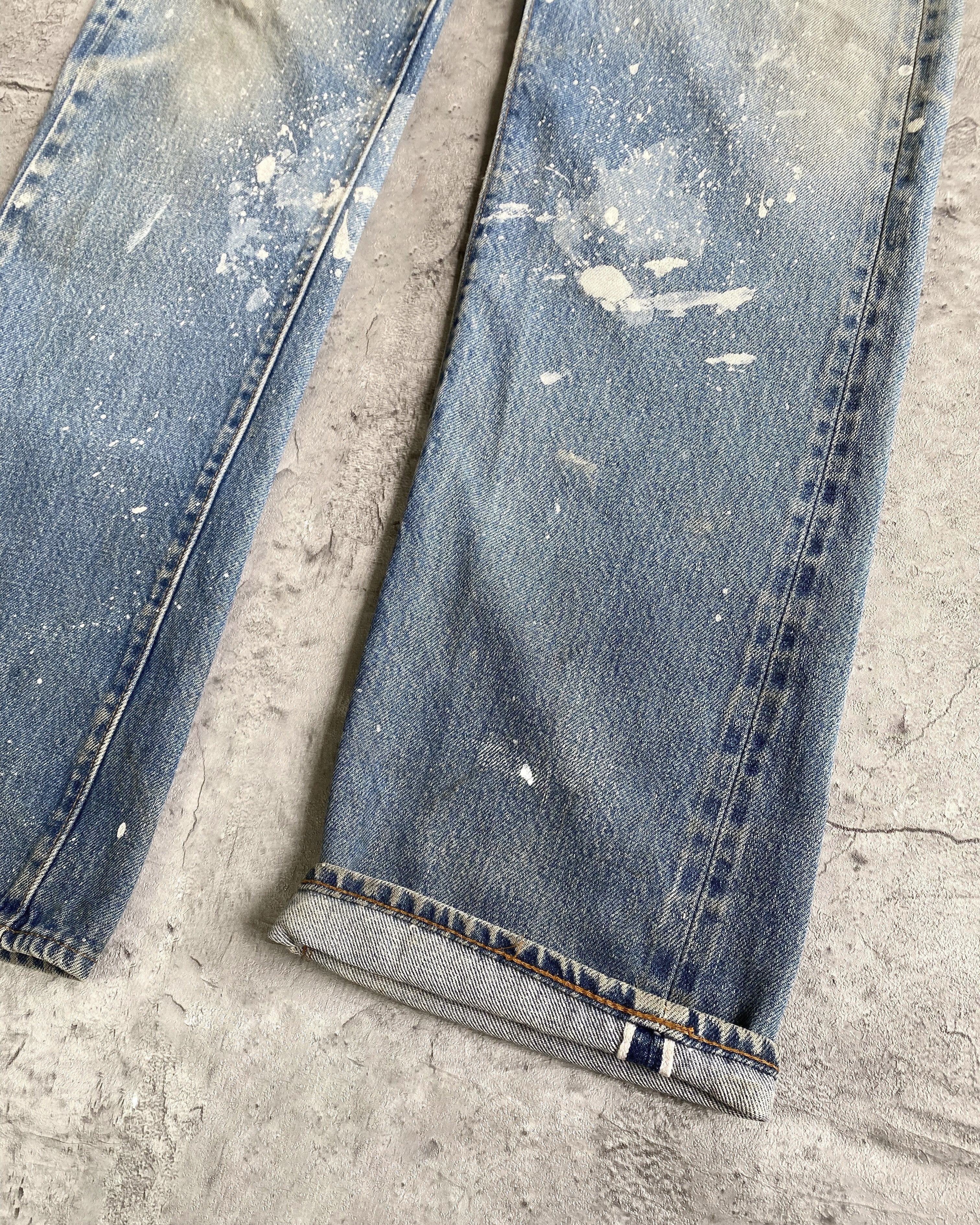 1980S PAINTED LEVI'S 501 REDLINE SELVEDGE JEANS (30X38)