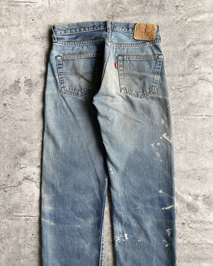 1980S PAINTED LEVI'S 501 REDLINE SELVEDGE JEANS (30X38)