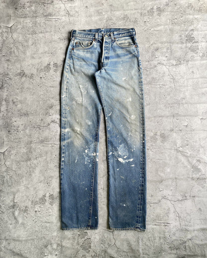 1980S PAINTED LEVI'S 501 REDLINE SELVEDGE JEANS (30X38)