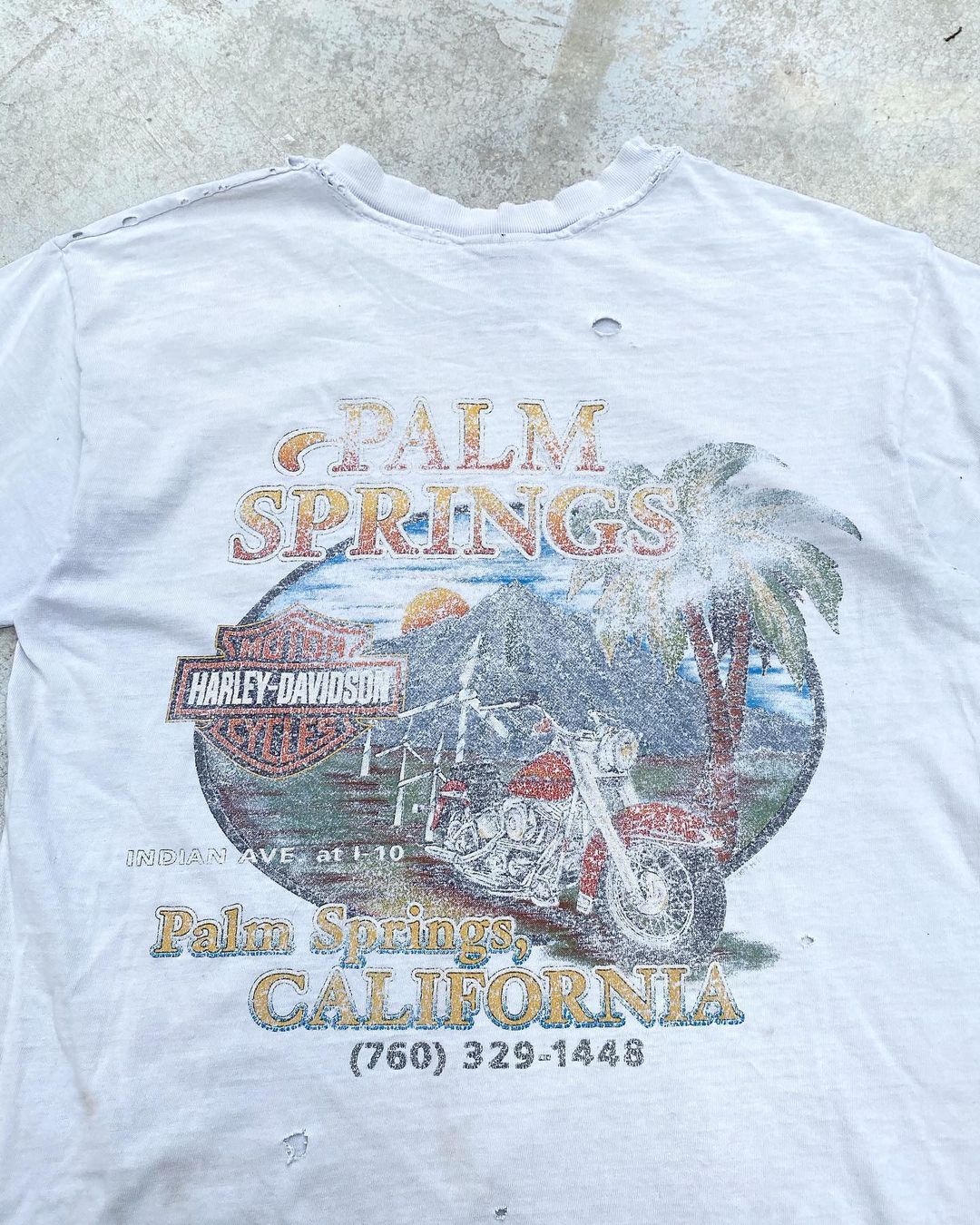 1990s Faded Harley Davison Palm Springs Thrashed Tee (S/M)