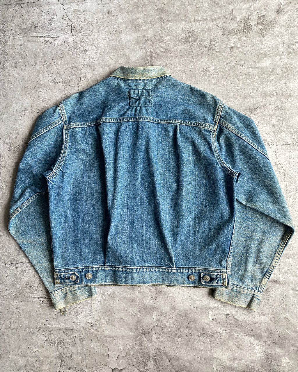 1990S FADED WASHED LEVI'S BIG E TYPE II DENIM JACKET (M)