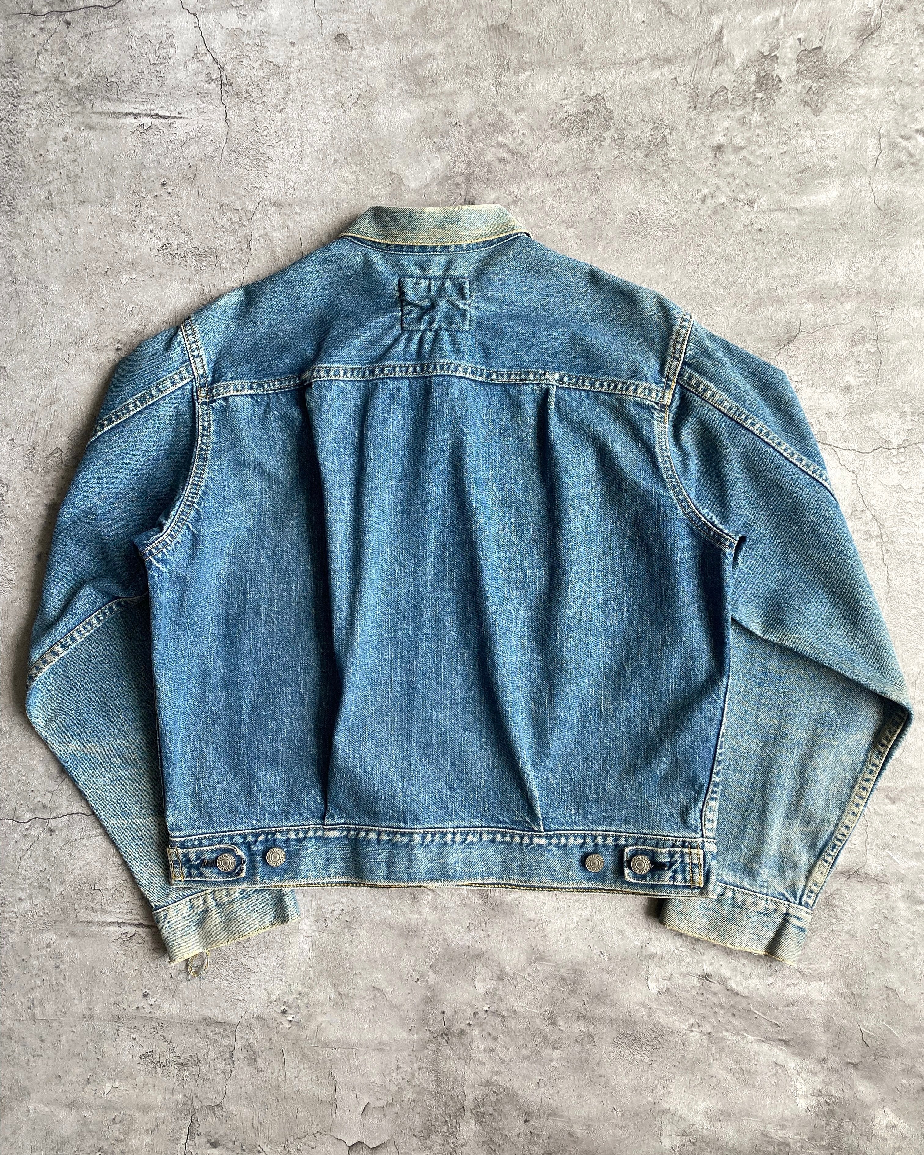 1990S FADED WASHED LEVI'S BIG E TYPE II DENIM JACKET (M)