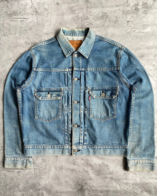 1990S FADED WASHED LEVI'S BIG E TYPE II DENIM JACKET (M)