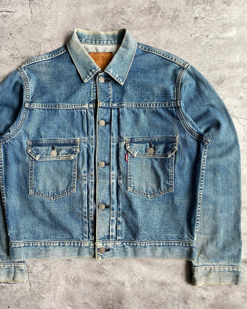 1990S FADED WASHED LEVI'S BIG E TYPE II DENIM JACKET (M)