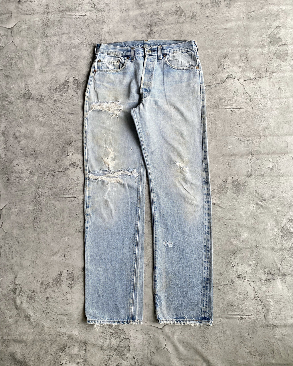 1980S LEVI'S 501 DISTRESSED REDLINE SELVEDGE JEANS (33X36)