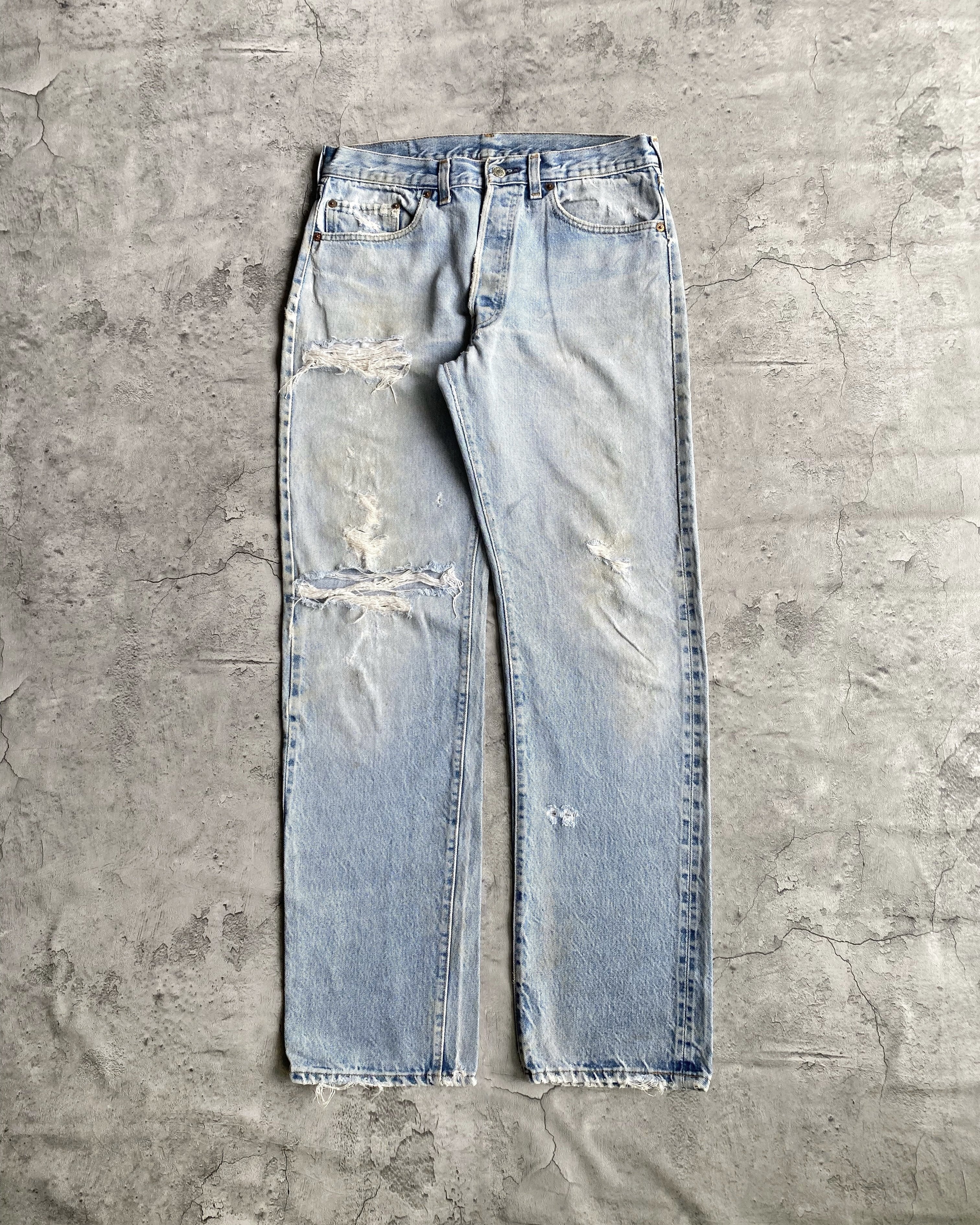 1980S LEVI'S 501 DISTRESSED REDLINE SELVEDGE JEANS (33X36)