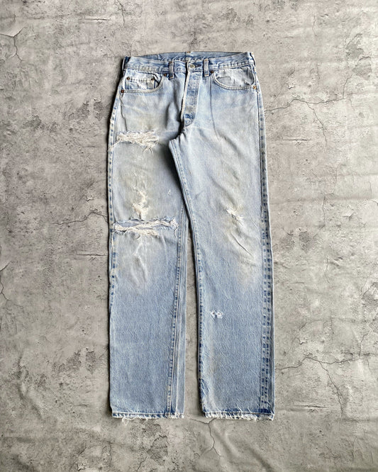 1980S LEVI'S 501 DISTRESSED REDLINE SELVEDGE JEANS (33X36)