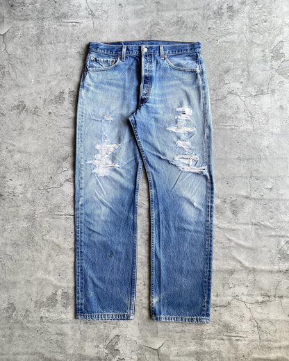 1990S FADED LEVI'S 501 DISTRESSED JEANS (35X33)