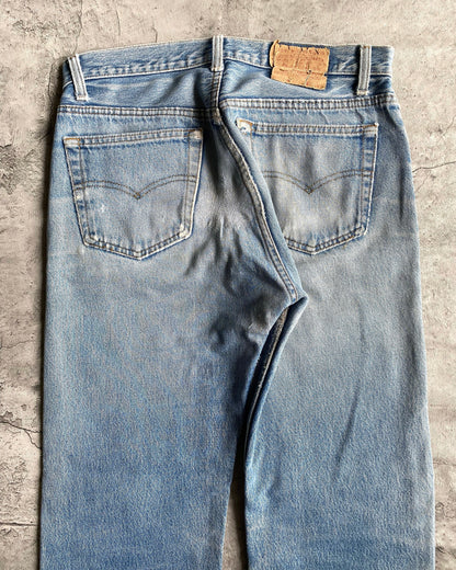 1980S FADED WASHED LEVI'S 501 PATCHED JEANS (33x38)