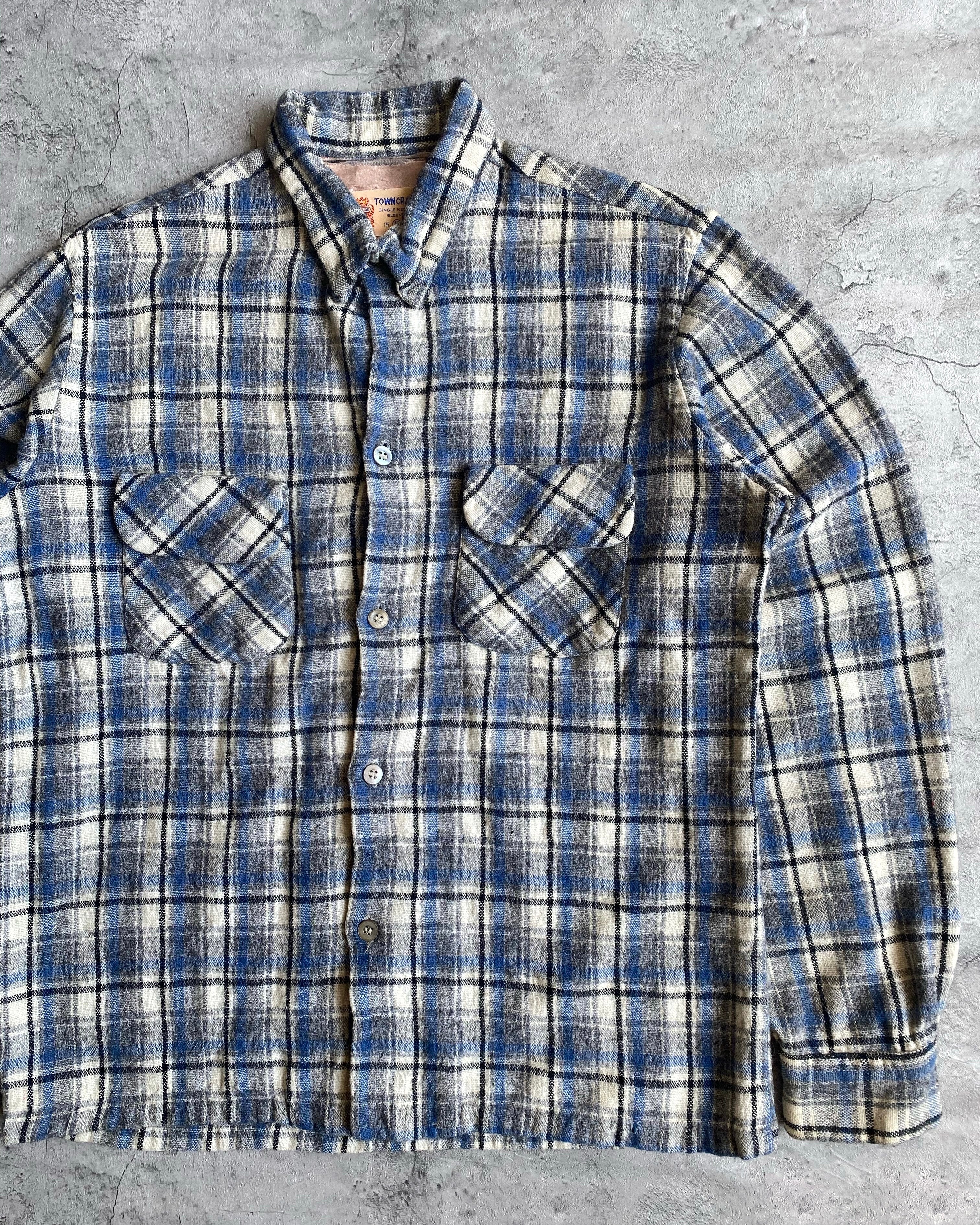 1950S TOWNCRAFT LOOP COLLAR WOOL FLANNEL (M)