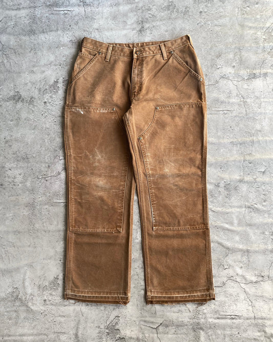 1990S BROWN CARHARTT DOUBLE KNEE RELEASED HEM PANTS (32X28)