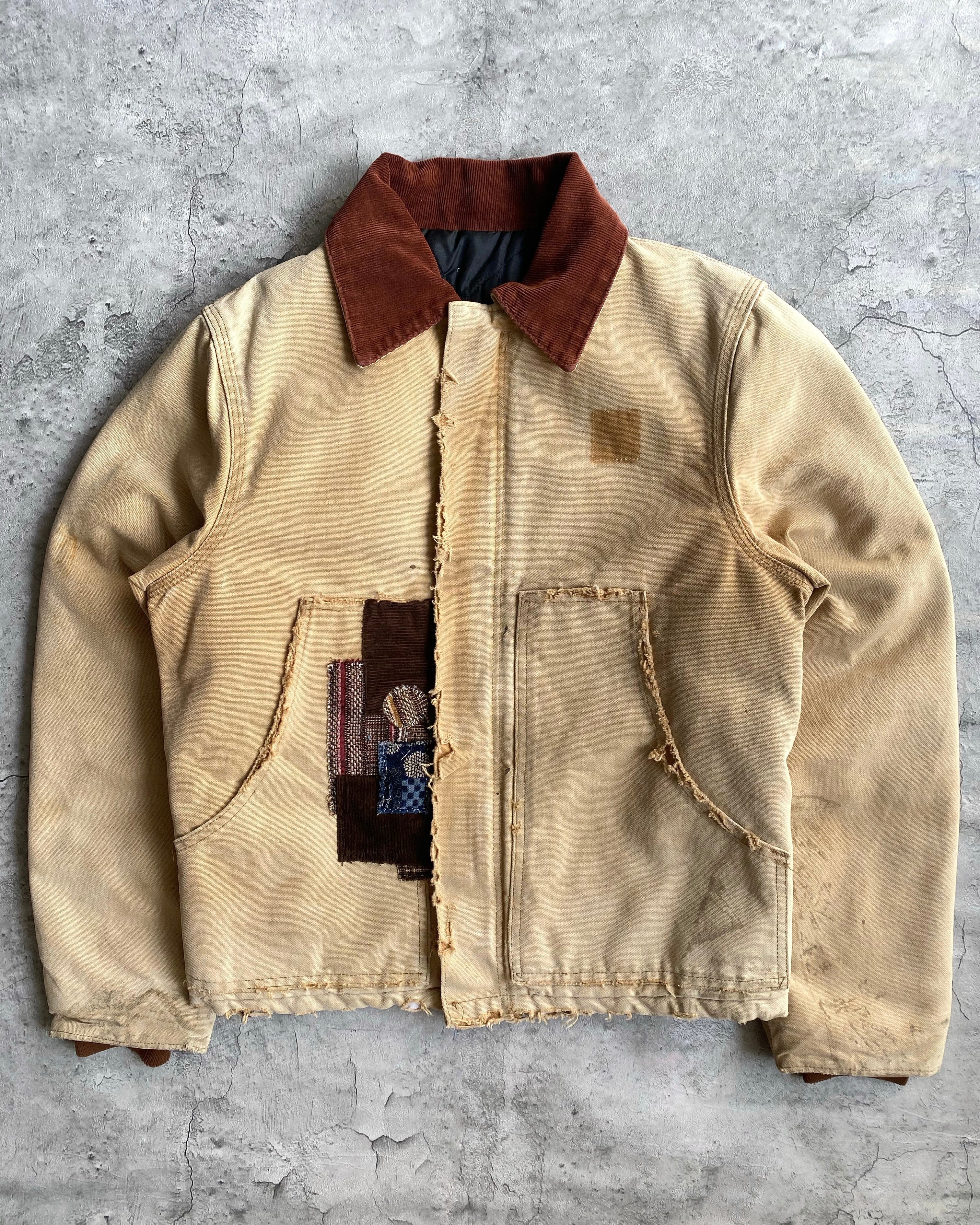 1990S SUN FADED CARHARTT PATCHED ARCTIC WORK JACKET (S/M)