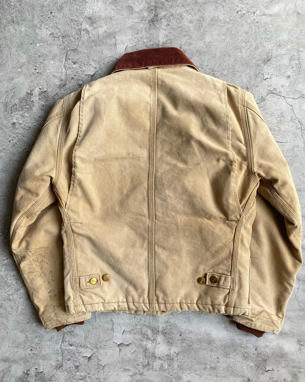 1990S SUN FADED CARHARTT PATCHED ARCTIC WORK JACKET (S/M)