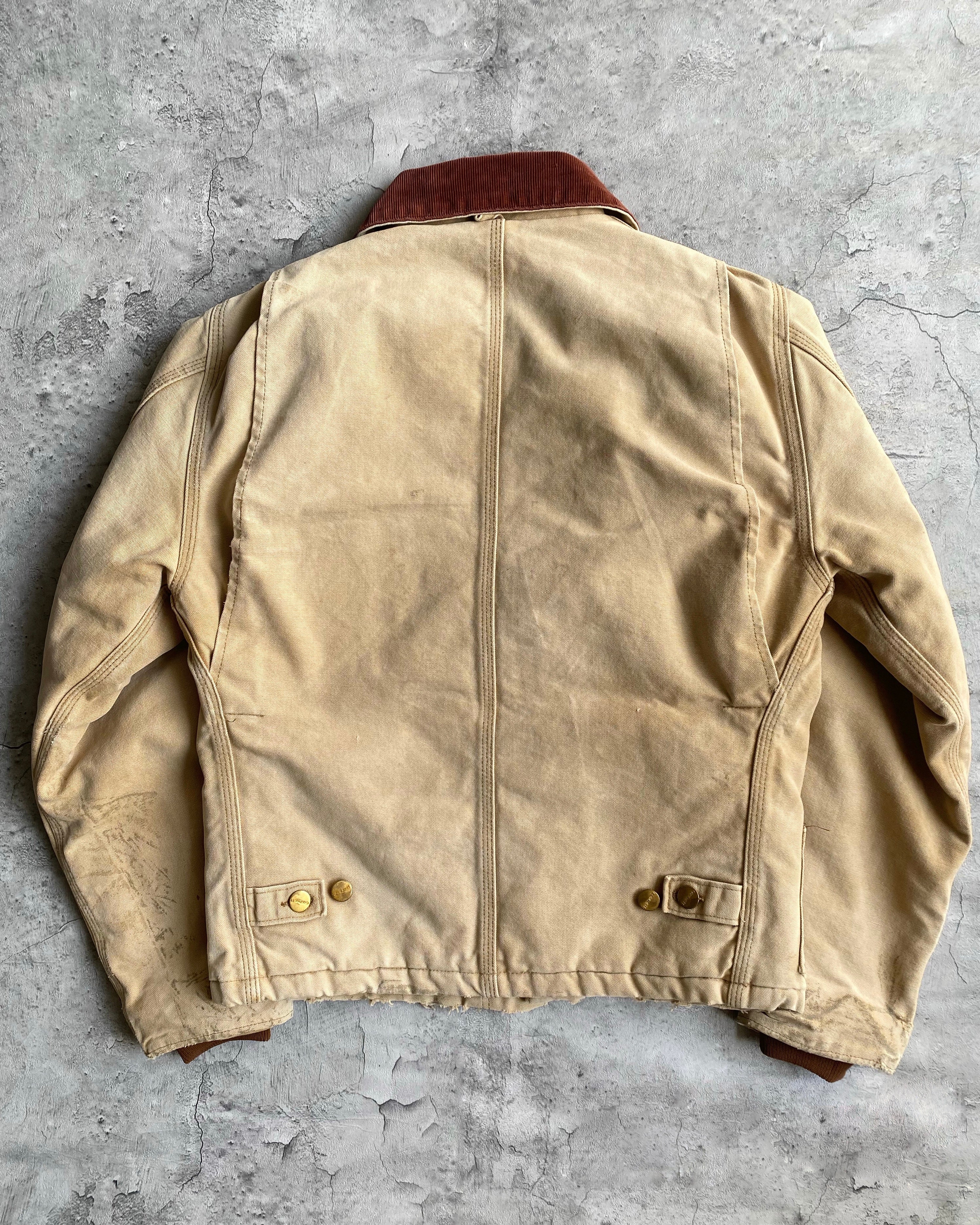 1990S SUN FADED CARHARTT PATCHED ARCTIC WORK JACKET (S/M)