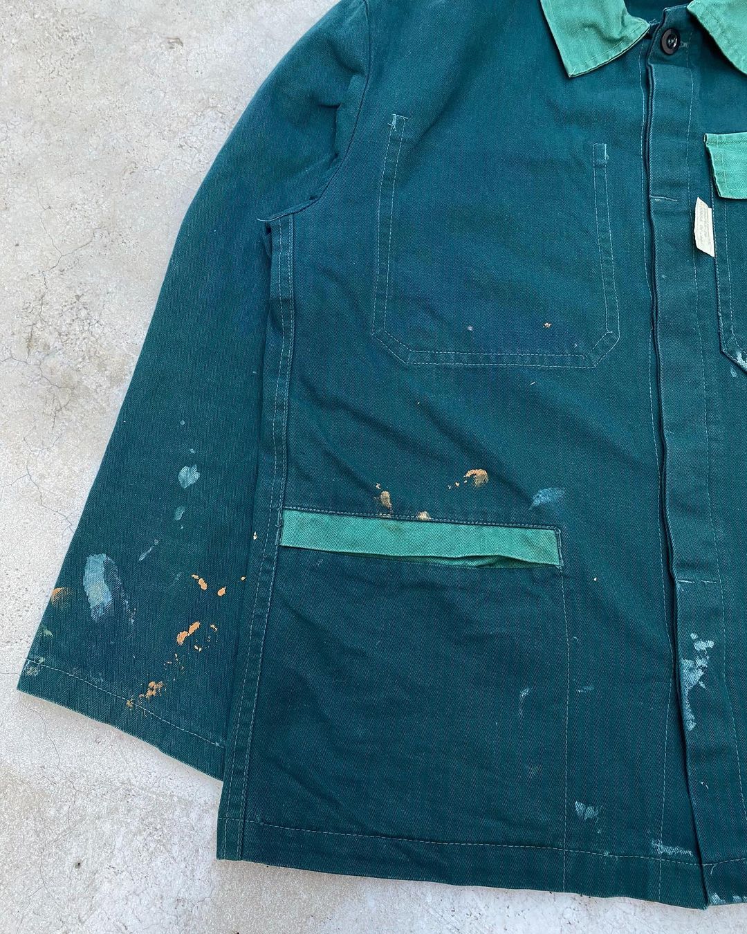 1980s Two-Tone Painted French Herringbone Workwear