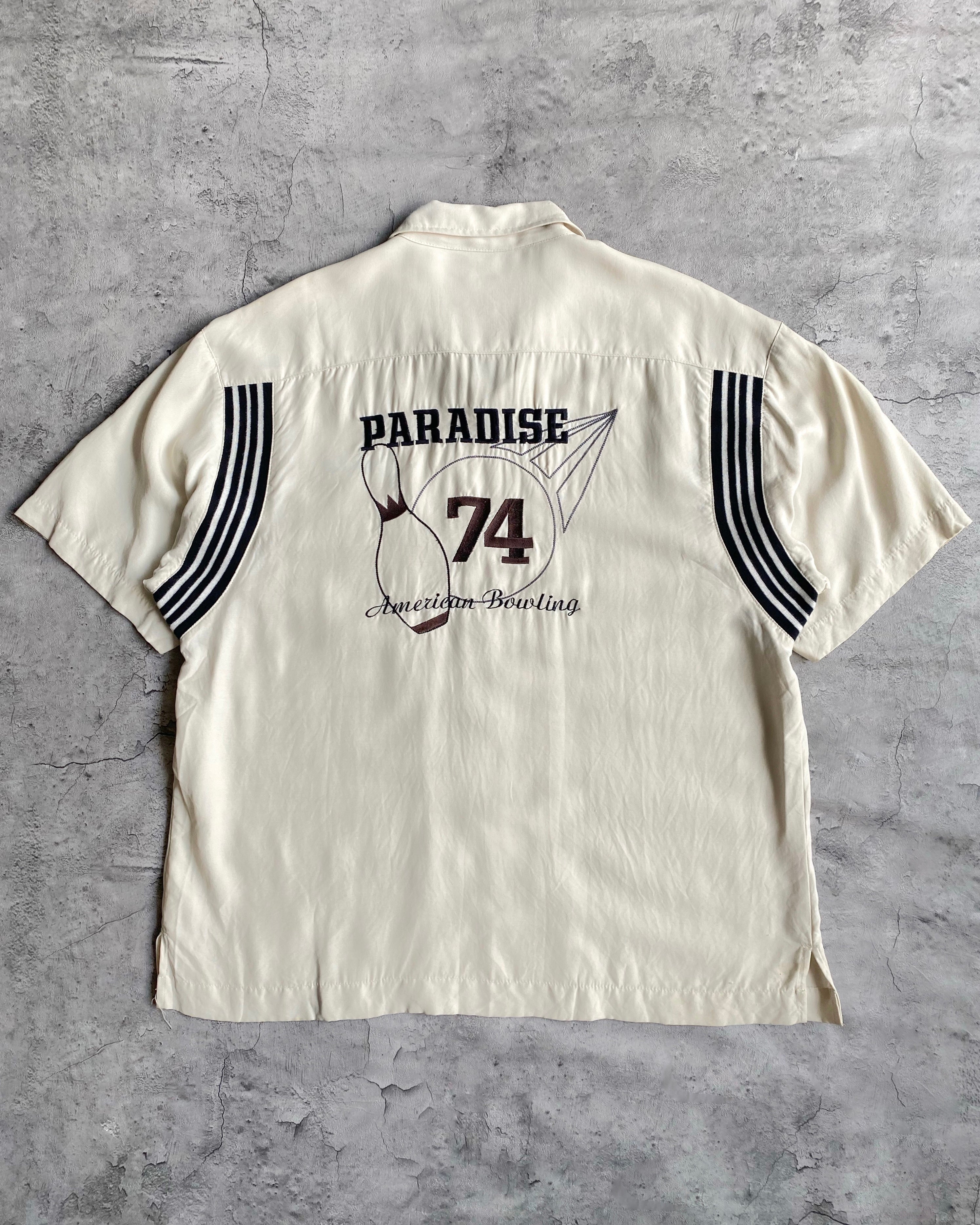 1980S ‘PARADISE’ RAYON BOWLING SHIRT (M/L)
