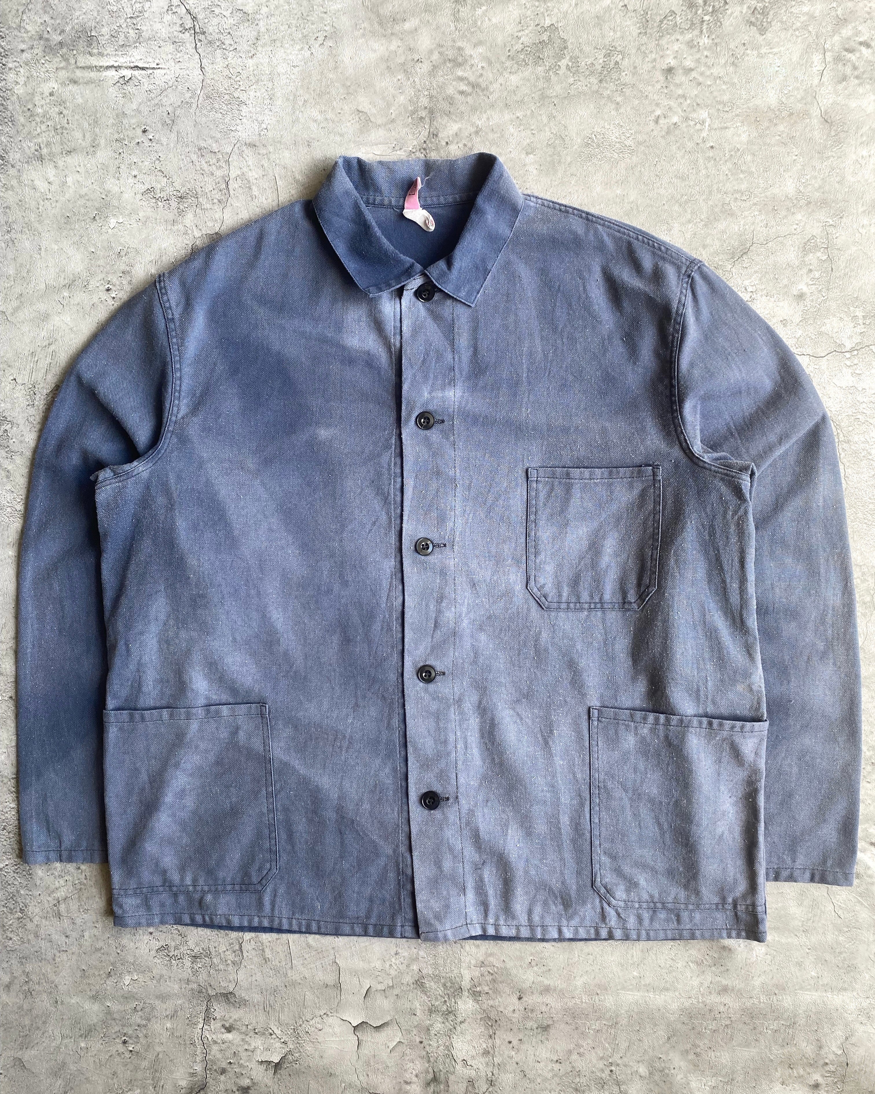 1970S SUN FADED FRENCH CHORE JACKET (L/XL)
