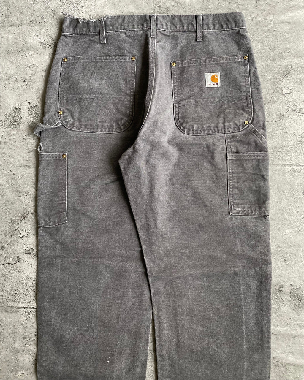 1990S GREY CARHARTT DOUBLE KNEE PANTS (34X30)
