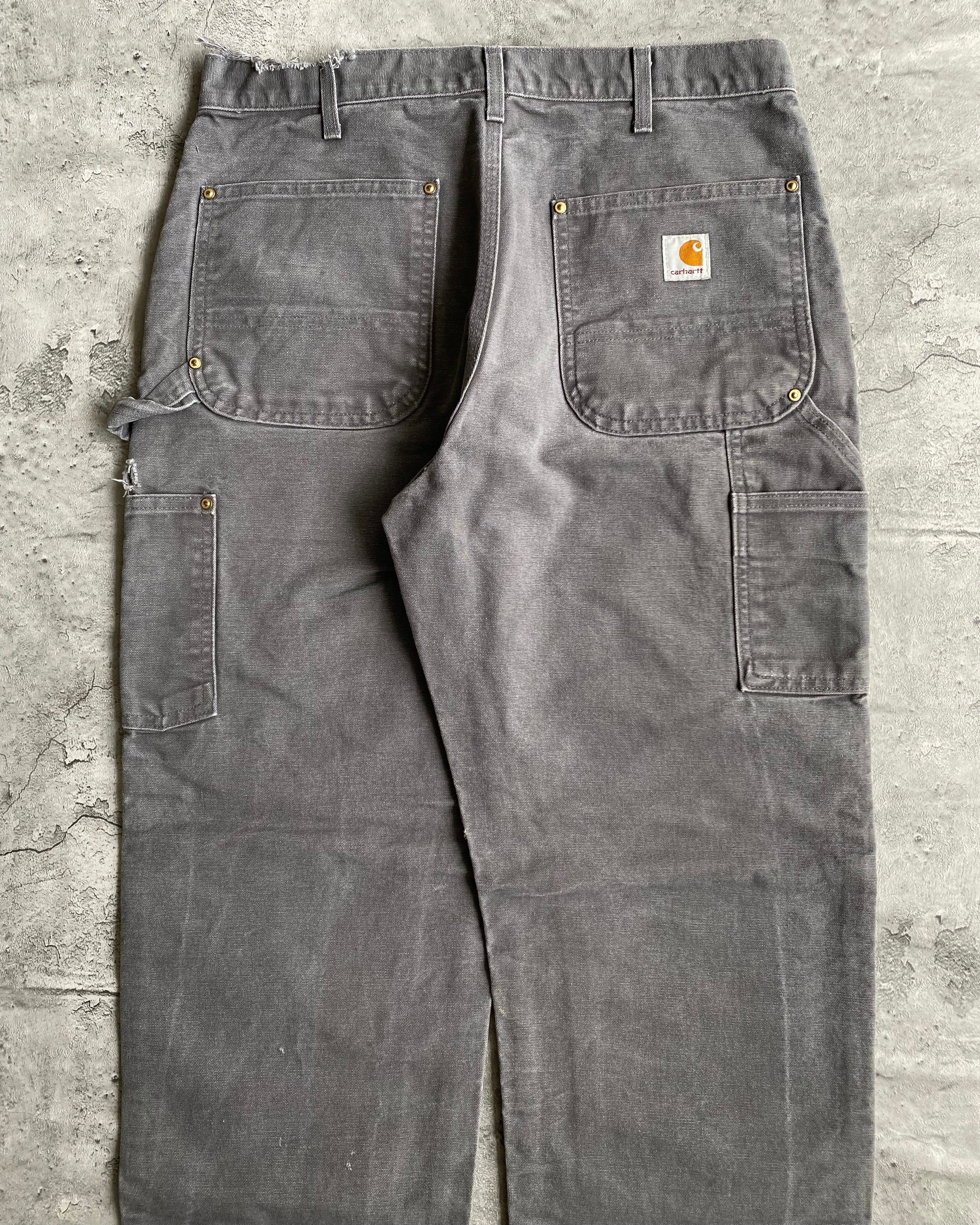 1990S GREY CARHARTT DOUBLE KNEE PANTS (34X30)