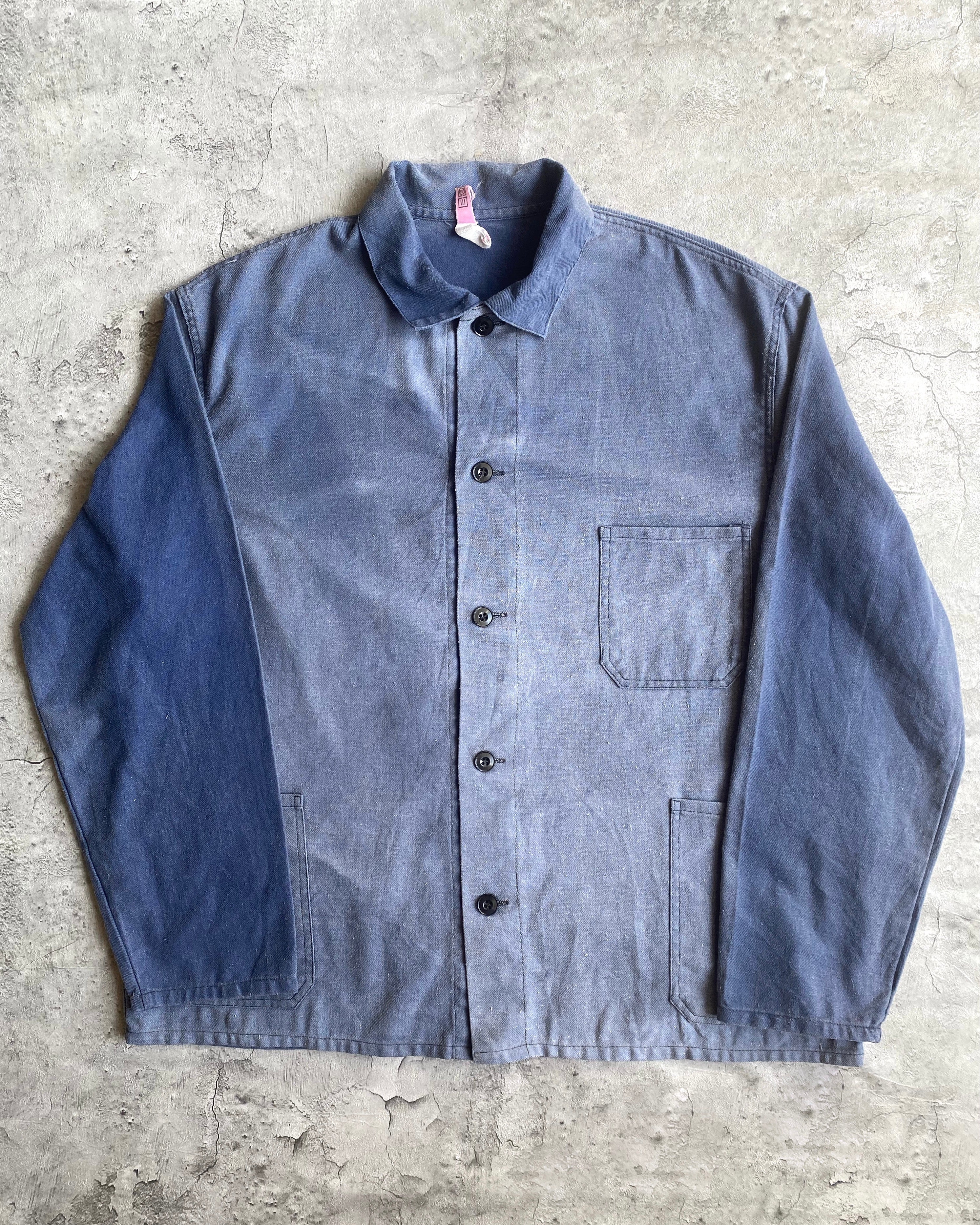 1970S SUN FADED FRENCH CHORE JACKET (L/XL)