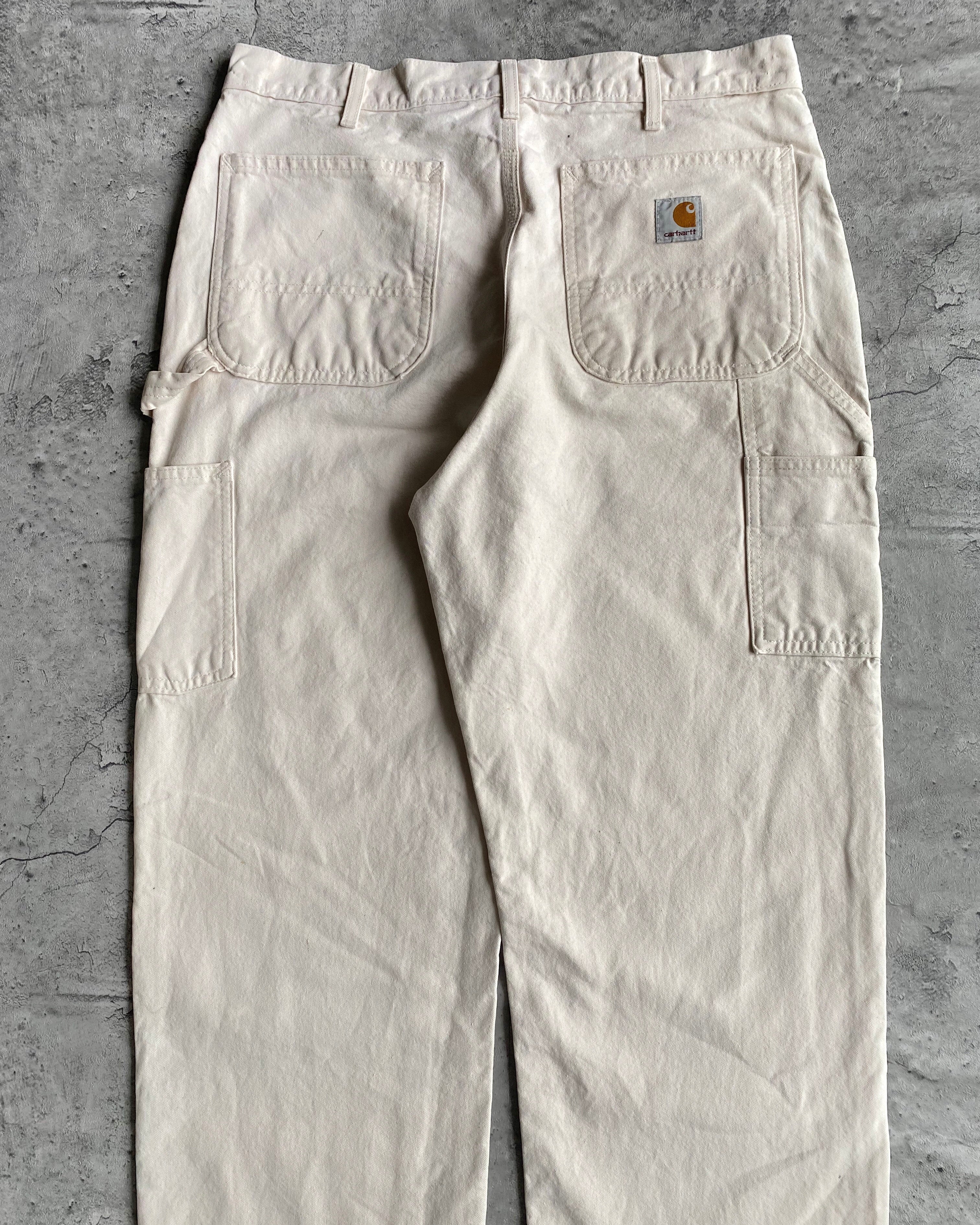 1990S WHITE PAINTED CARHARTT DOUBLE KNEE PANTS (34X34)