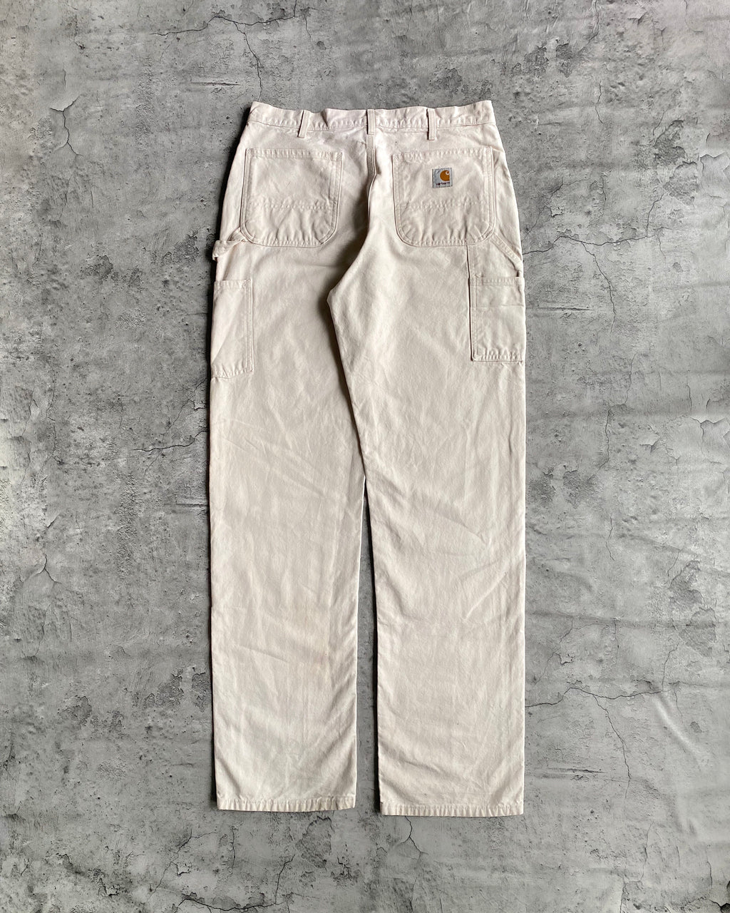 1990S WHITE PAINTED CARHARTT DOUBLE KNEE PANTS (34X34)