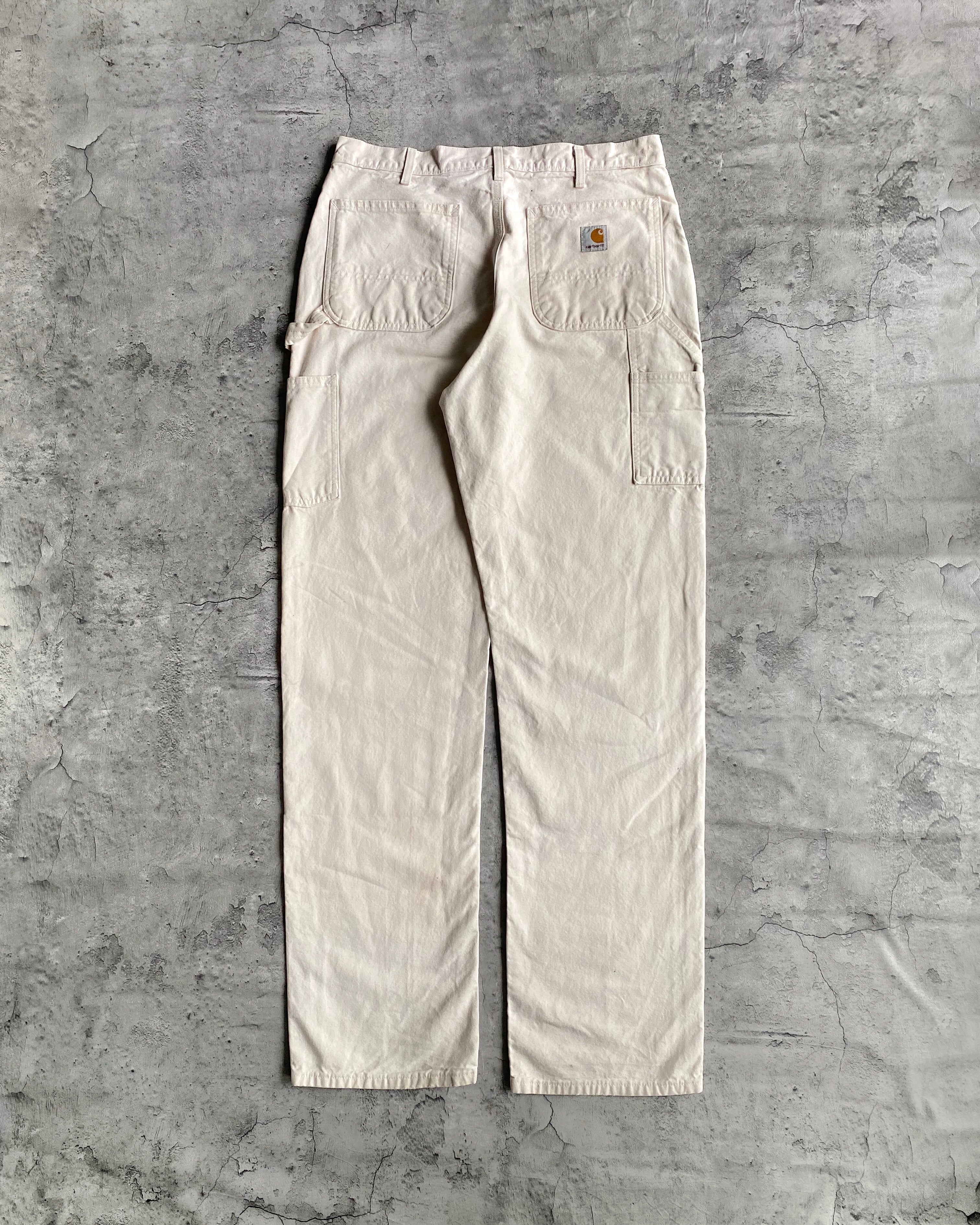 1990S WHITE PAINTED CARHARTT DOUBLE KNEE PANTS (34X34)