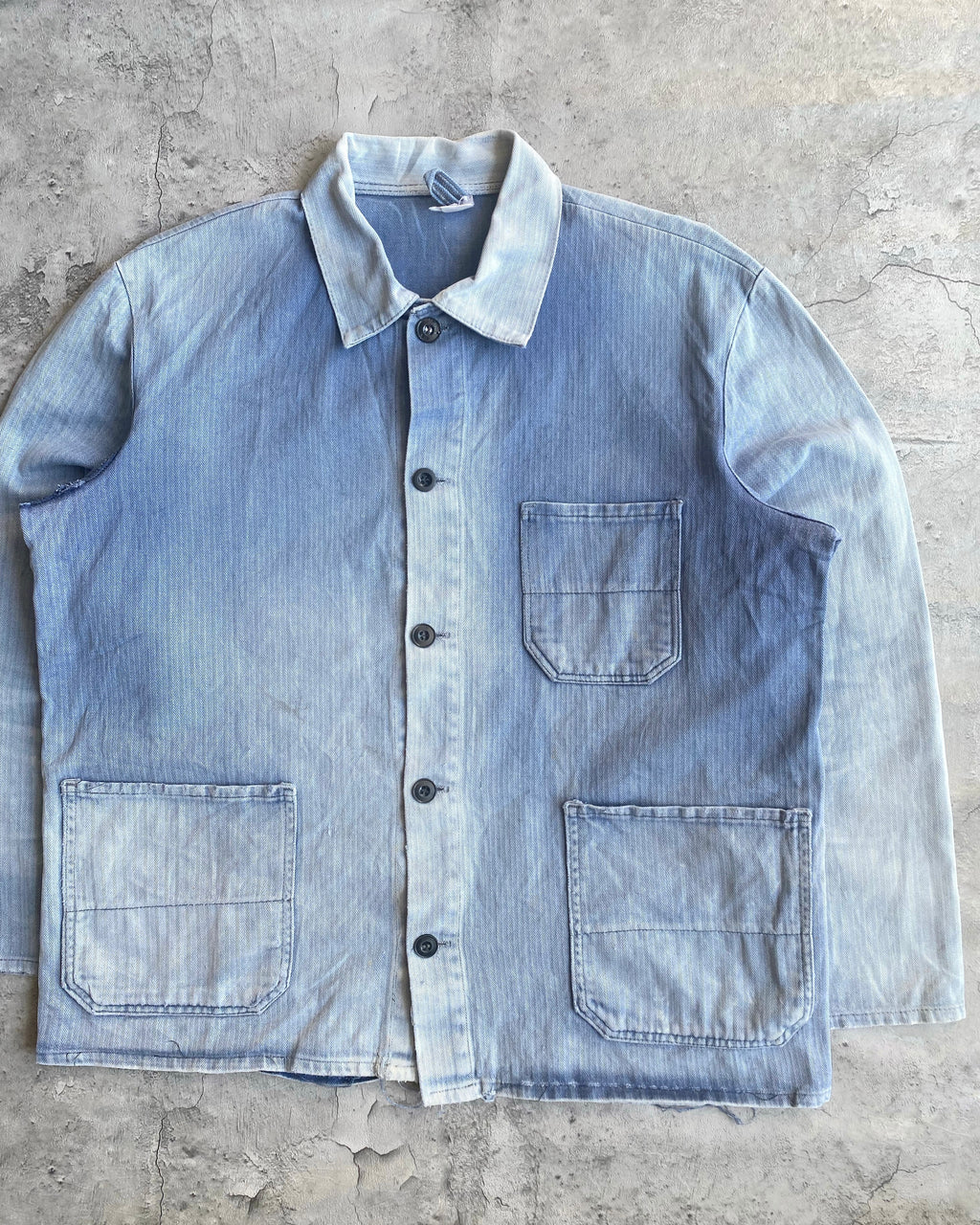 1960S SUN FADED HBT FRENCH CHORE JACKET (M/L)